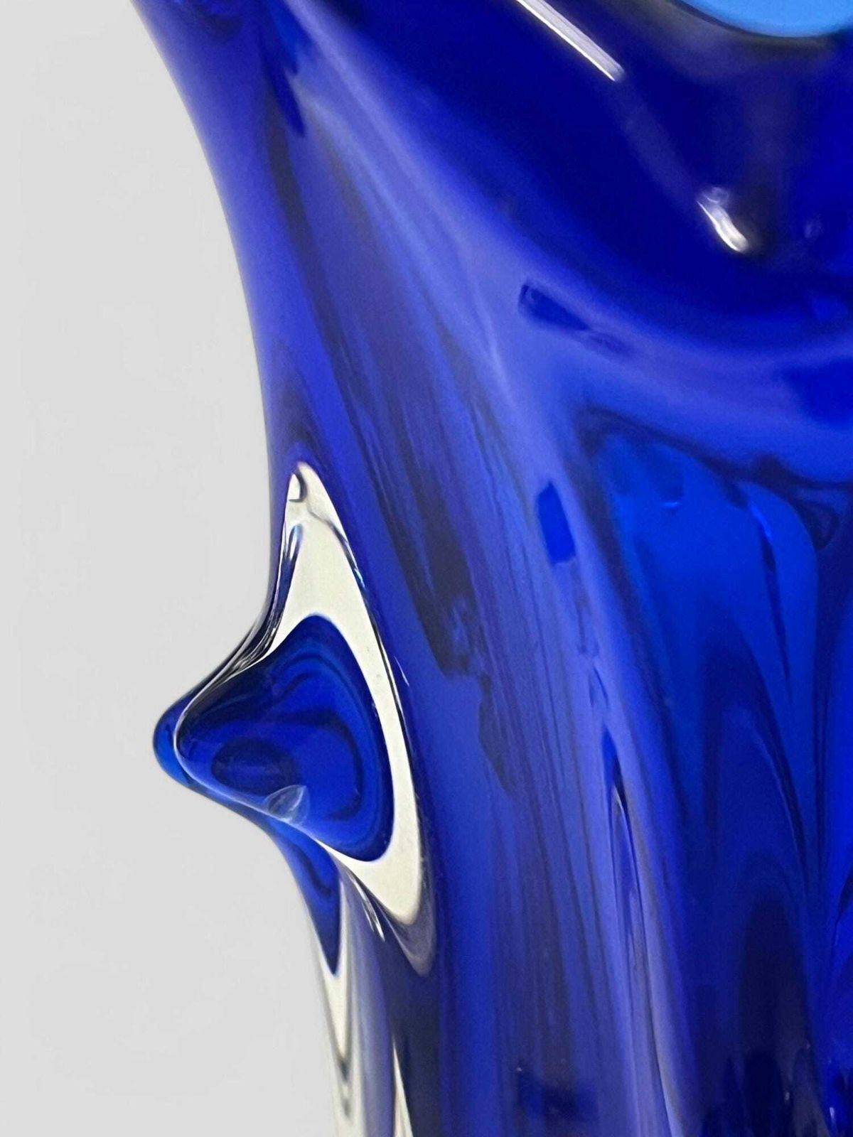 Mid Century Czech Blue Art Glass Vase Sculpture By Jaroslav Taraba For Lednicke Rovino Glassworks photo 99.0