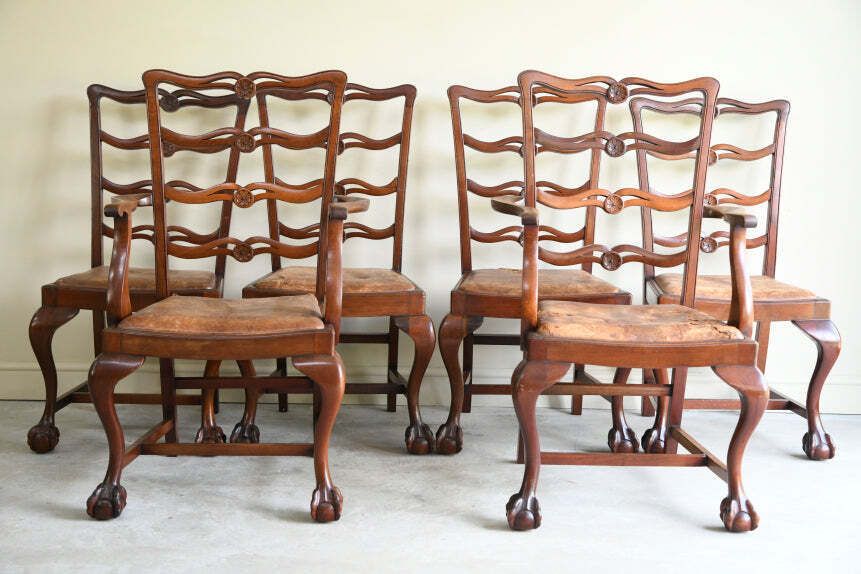 Set 6 Georgian Style Mahogany Dining Chairs photo for sale
