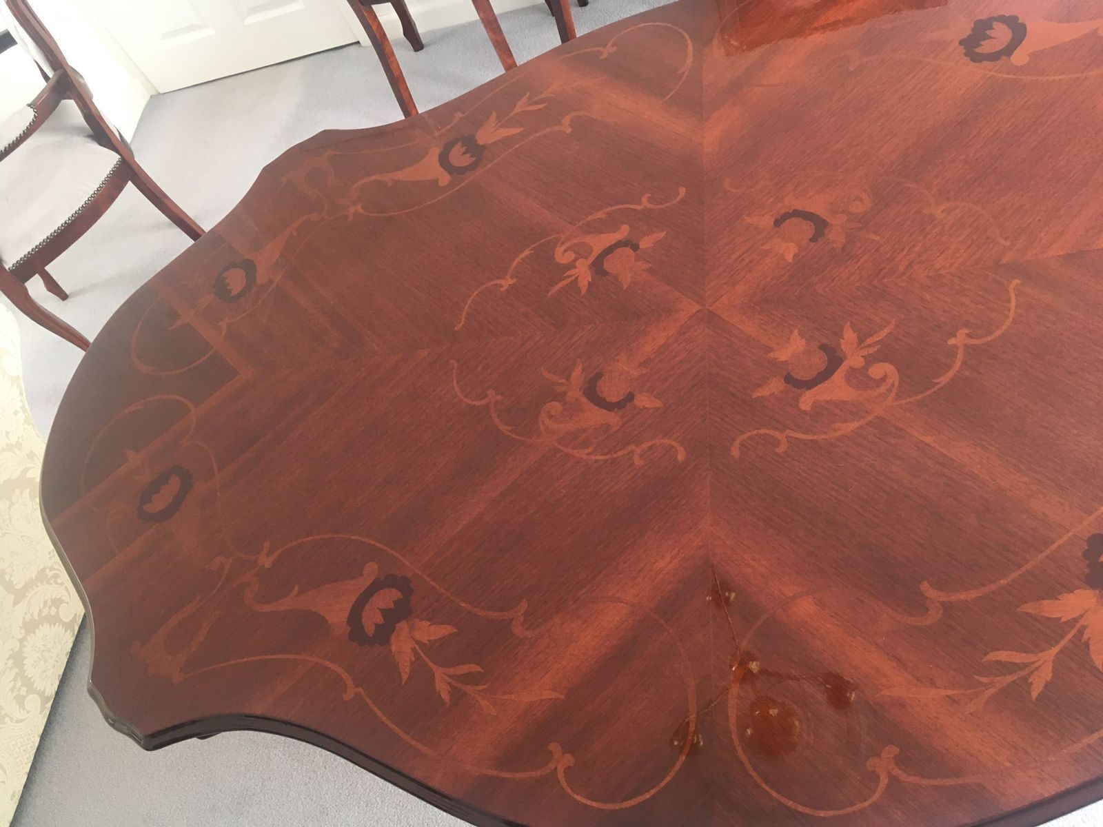 Dining Table With 6 Chairs. Reduced! Italian Inspired Design Upholstered In Grey photo buy