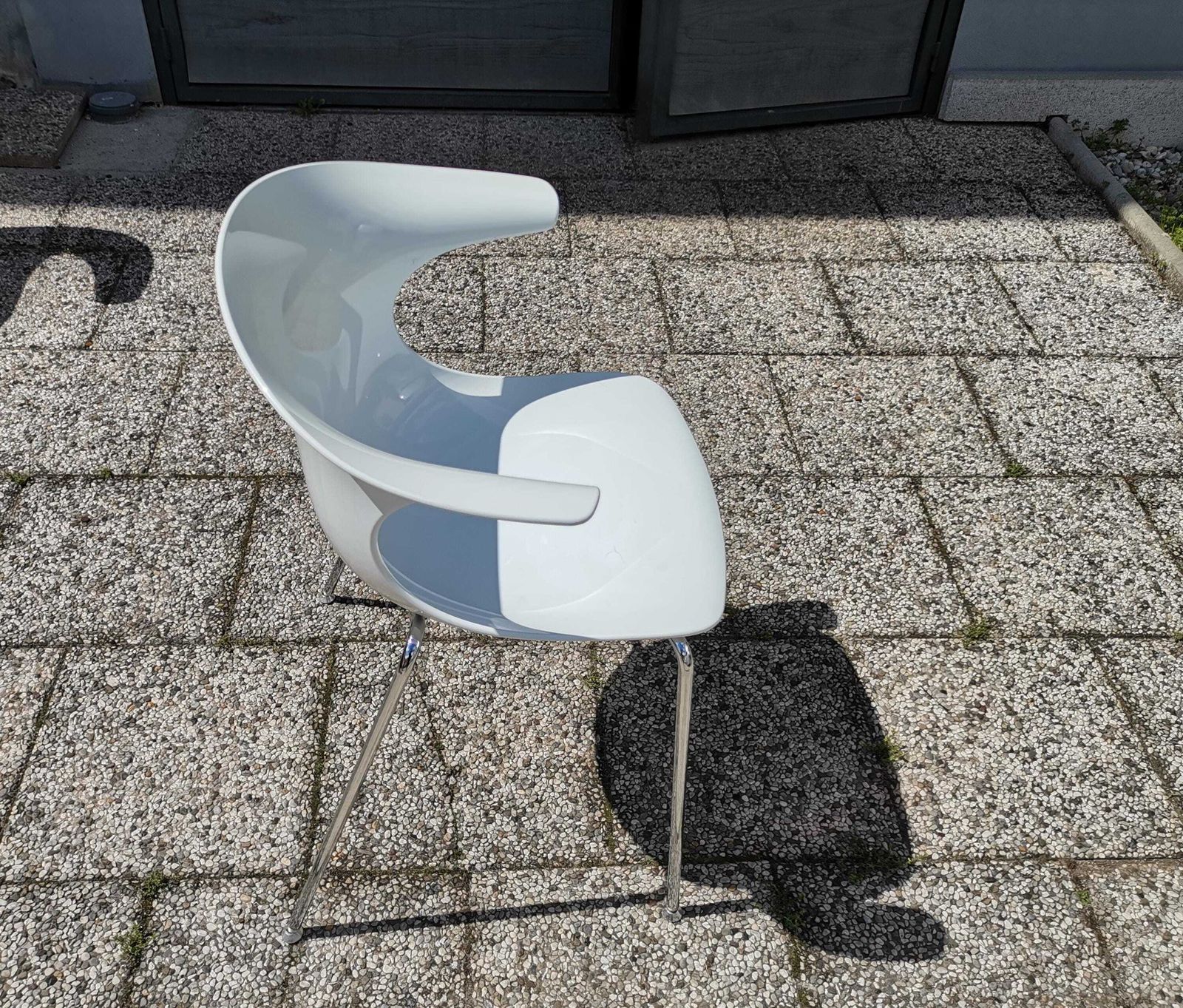 Set Of 6 Loop Dining Chairs By Infiniti / Modern Italian Design / Moulded Plastic & Chrome Armchairs photo vinterior
