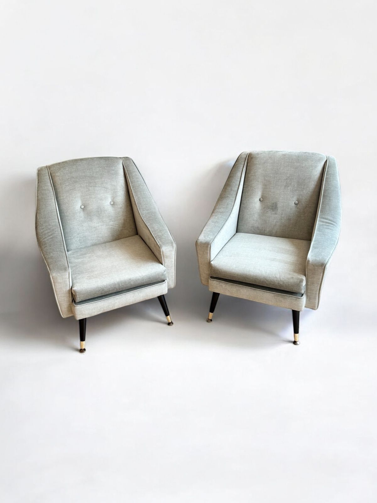 A Set Of Two Danish Armchairs Re Upholstered In A Powder Blue Wool Cover, Denmark 1960's