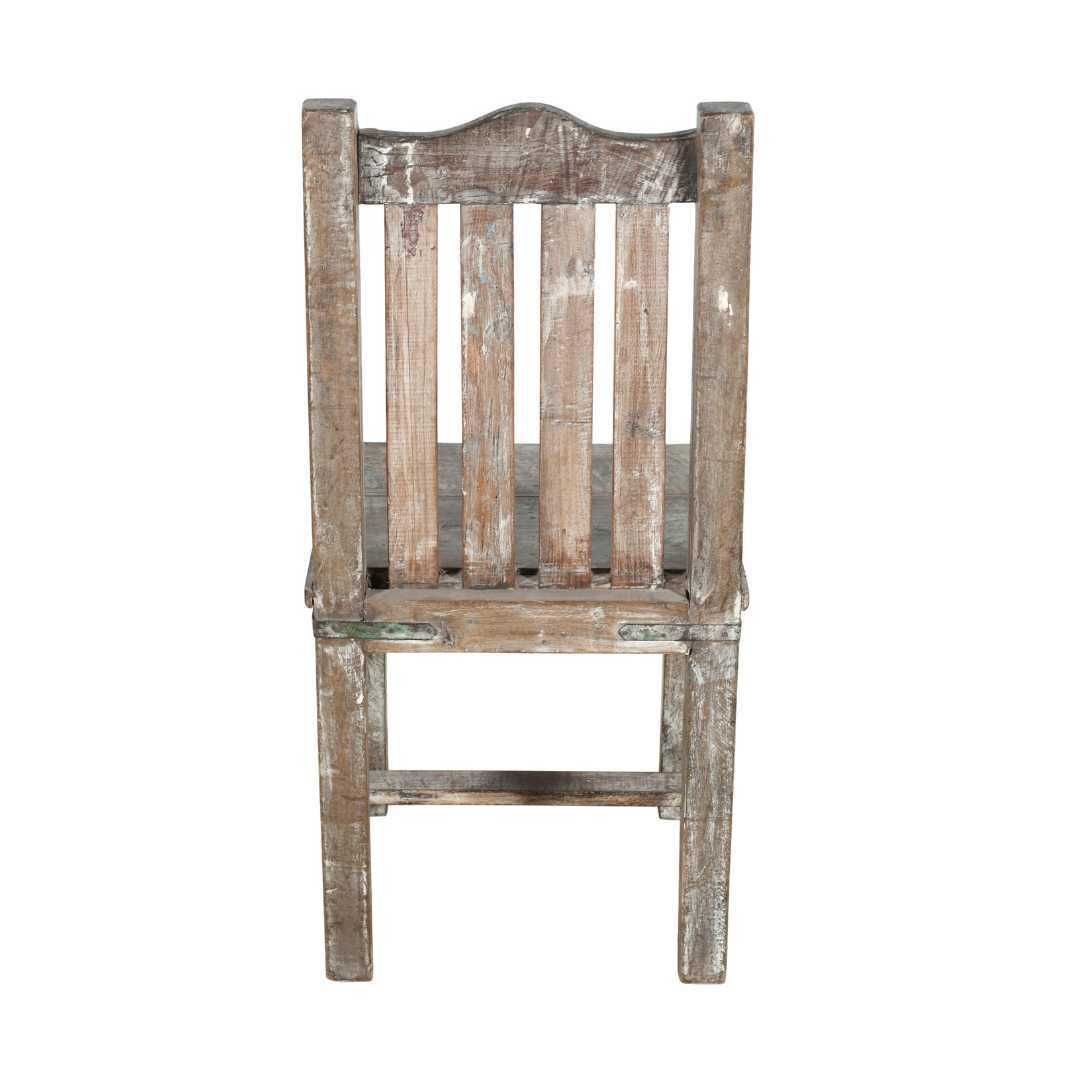 Antique Distressed Blue & Natural Teak Indian Hall Or Dining Chair – Vintage C.1890 photo 91.0