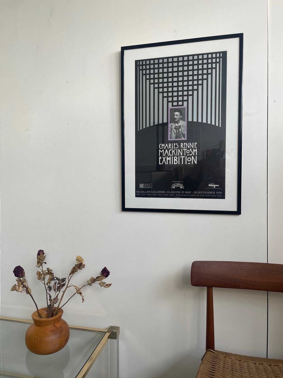Vintage 1996 Charles Rennie Mackintosh Exhibition Poster From Mclellan Galleries Glasgow