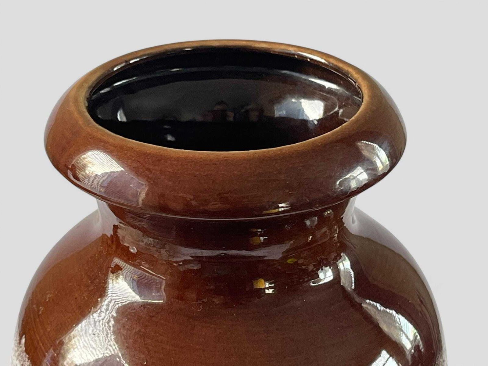 Large Mid Century Scheurich White & Brown Glazed Ceramic West Germany Pottery Floor Vase photo 94.0
