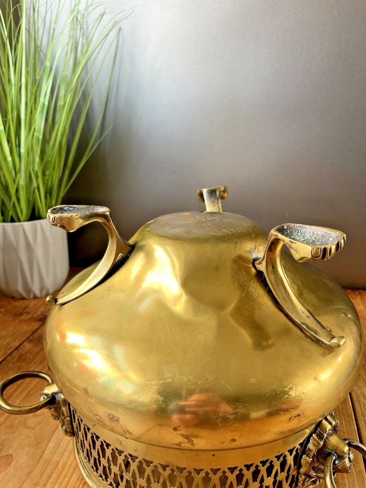 Antique Art Nouveau Brass William Soutter & Sons Plant Pot Lion Handles & Feet photo buy