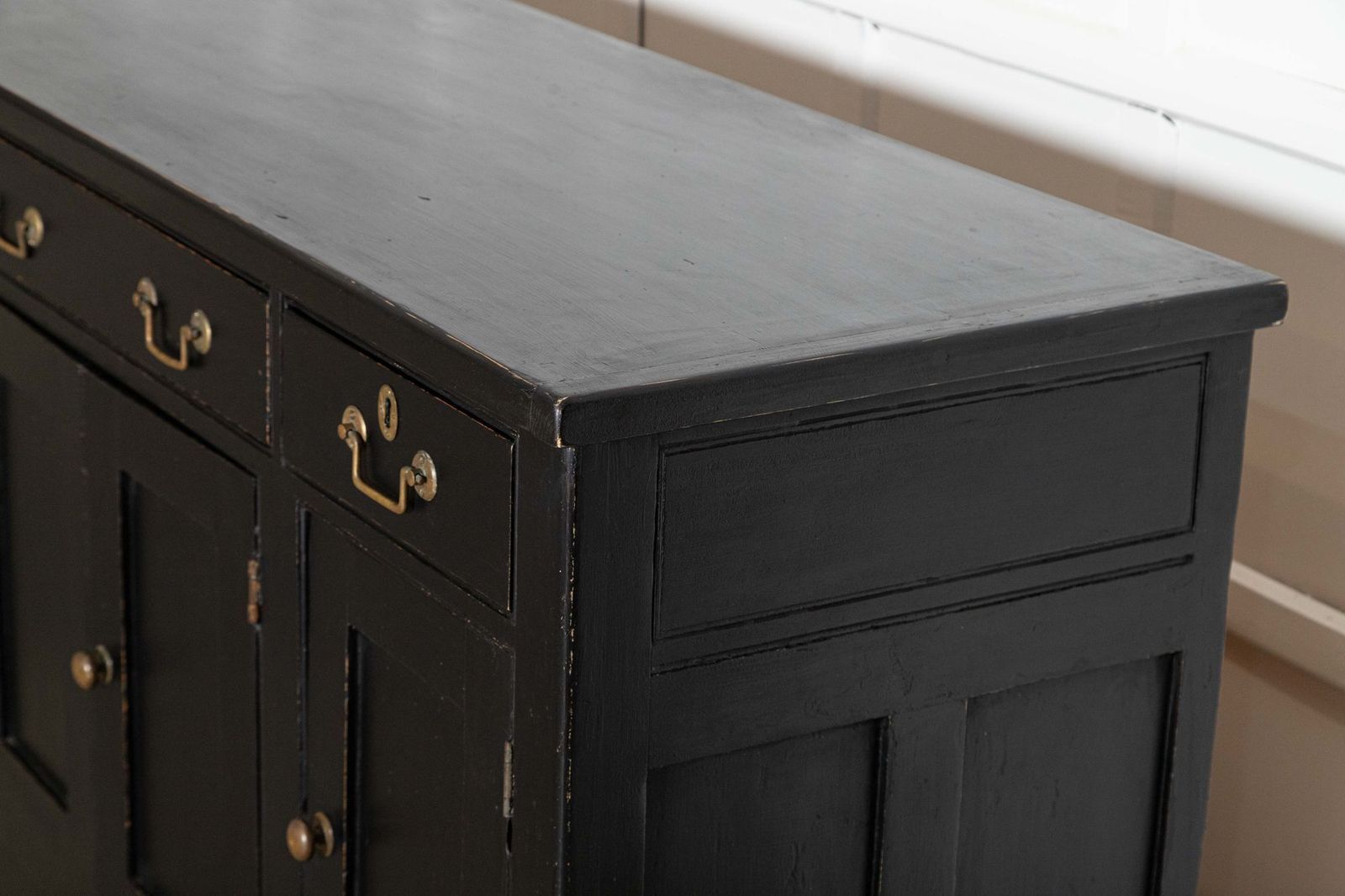 Furniture Monumental 19thc English Ebonised Pine Dresser Base photo