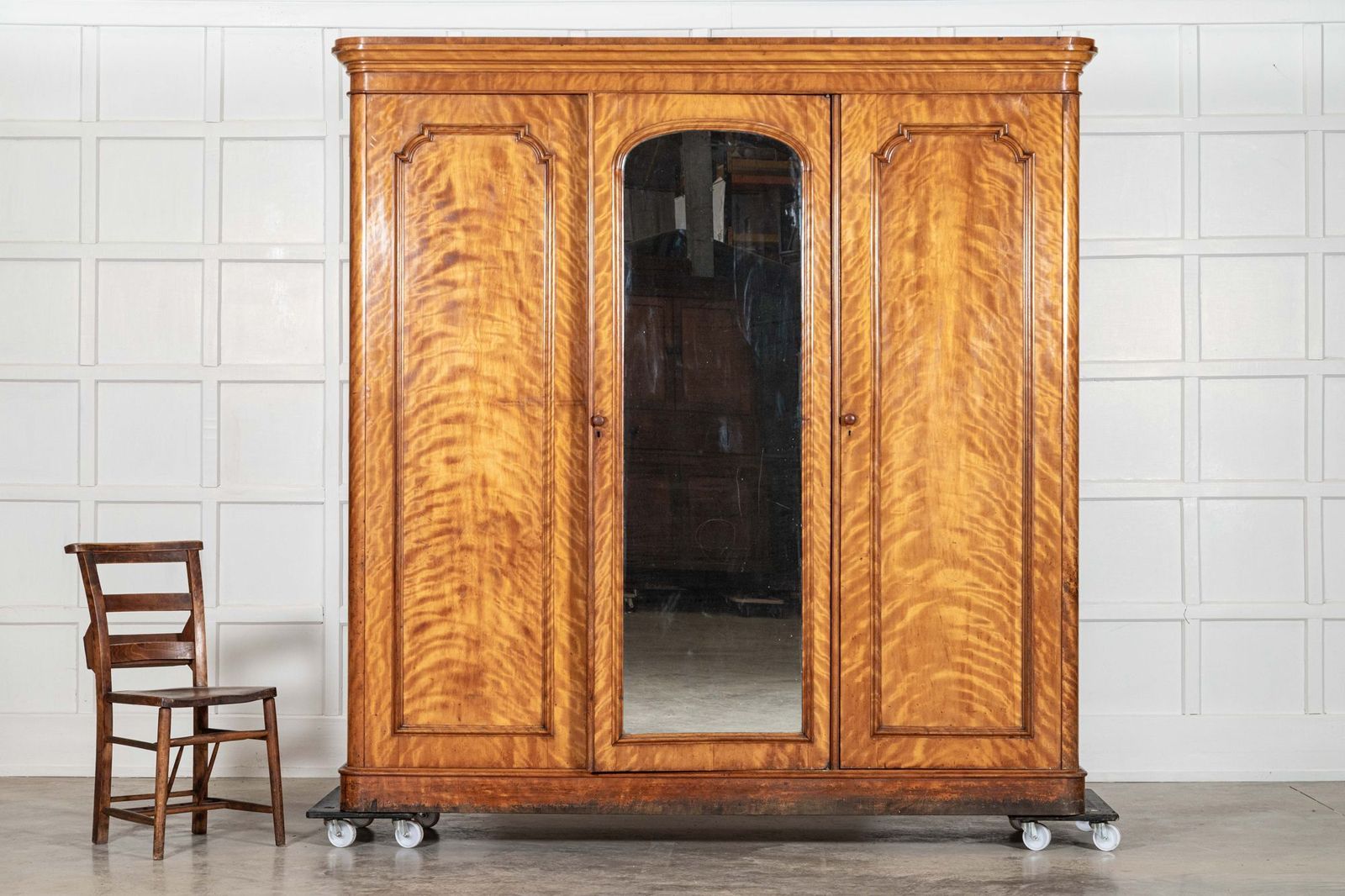 Large 19thc English Satin Birch Compactum Wardrobe photo 5118.0