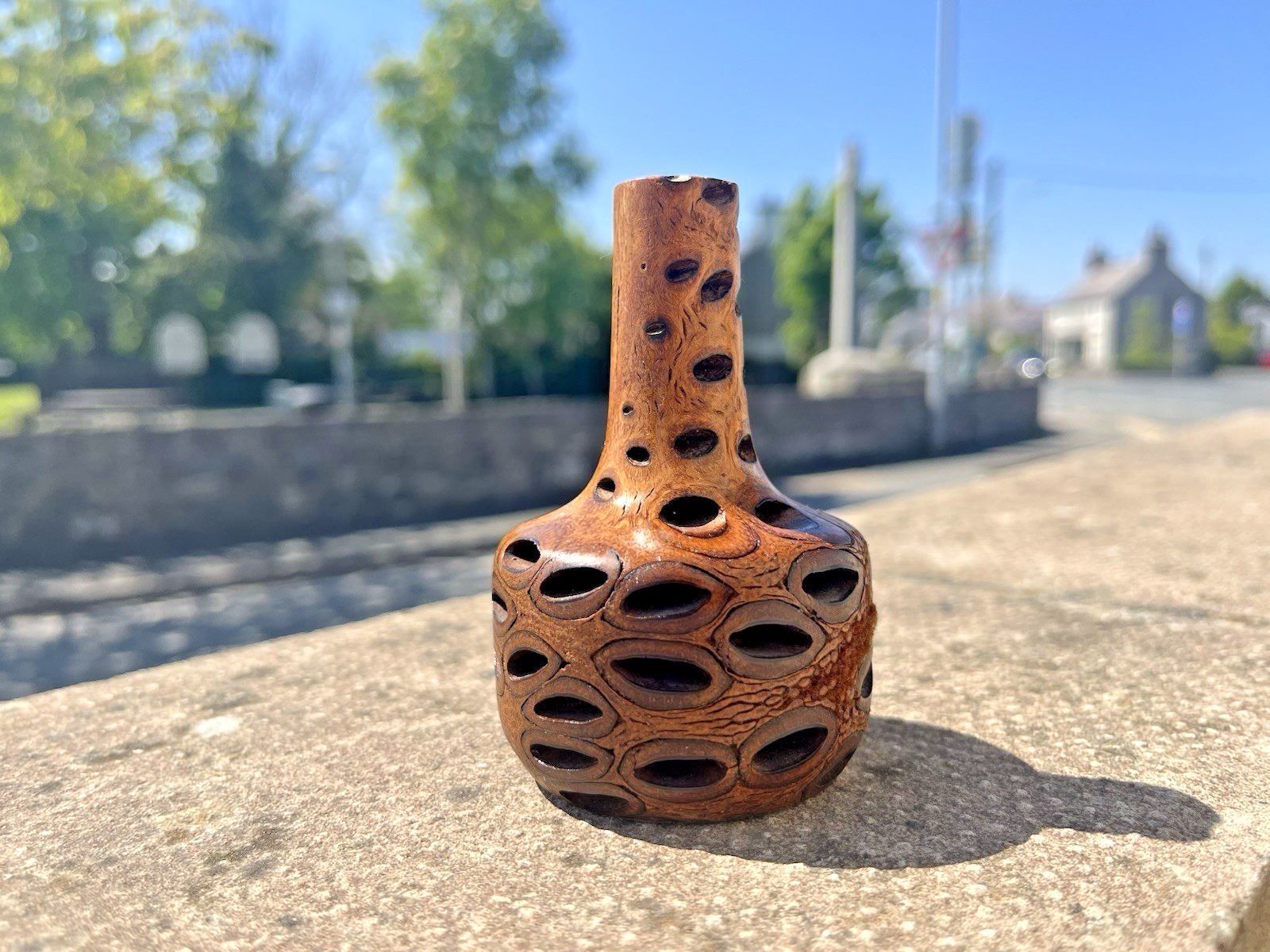 Superb Mid Century Brutalist Banksia Nut Australian Decorative Turned Treen Vase photo furniture