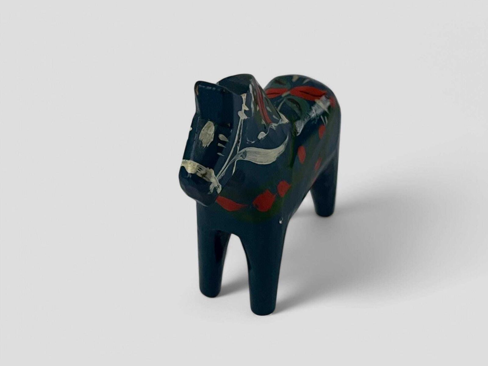 Original Vintage Swedish Blue Hand Painted Wooden Dala Horse By Nils Olsson For Akta Dalahemslojd photo furniture