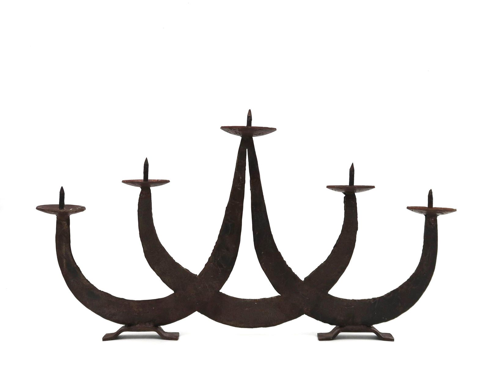 French Brutalist Iron Candle Holder, 1950s / Candleholder, Chandelier, Candelabra, Rustic, Farmhouse, Country, Castle photo for sale