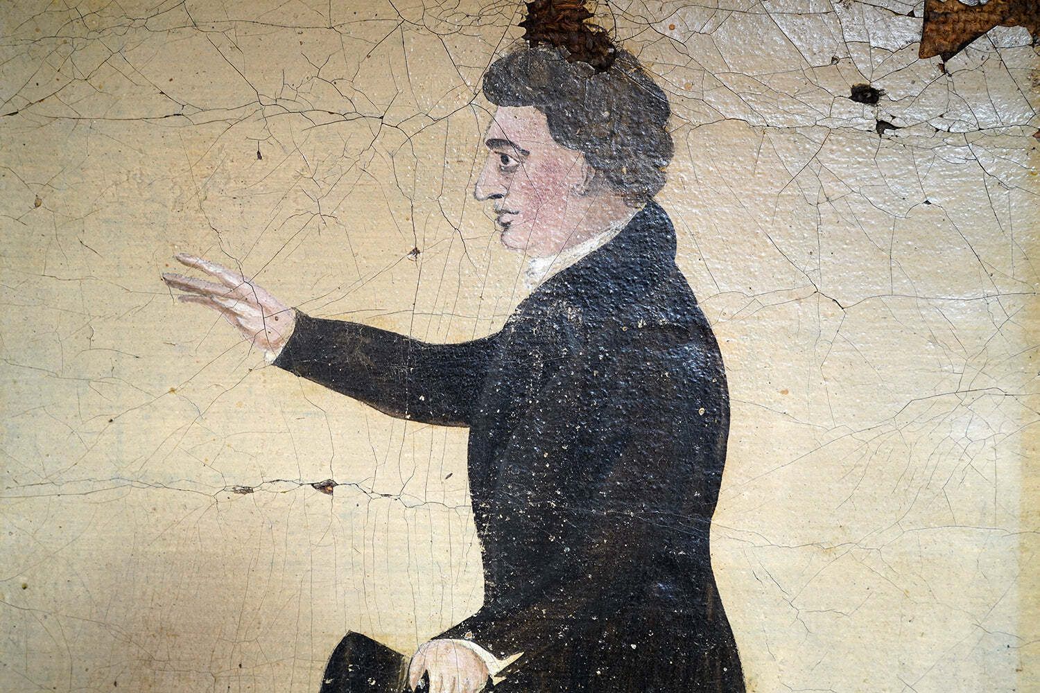 An Early 19thc Naïve School Oil Portrait Of A Gentleman C.1830