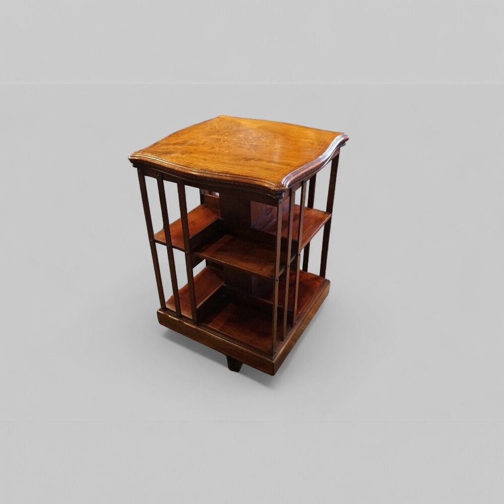 Edwardian Inlaid Mahogany Revolving Bookcase photo vinterior