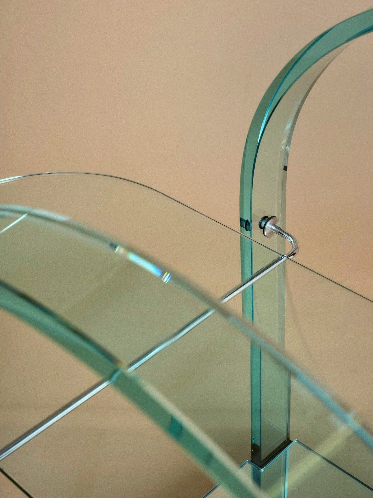 1980's Italian Mirrored Glass Postmodern Cocktail Bar Trolley Cart By Fiam photo buy