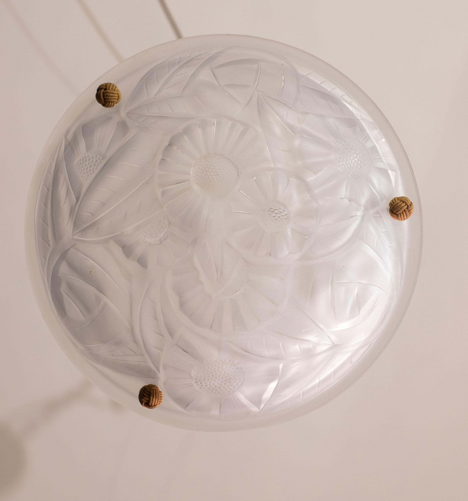 photo for sale Art Deco Top Quality Pendant Light Floral Decorations, Signed Degué