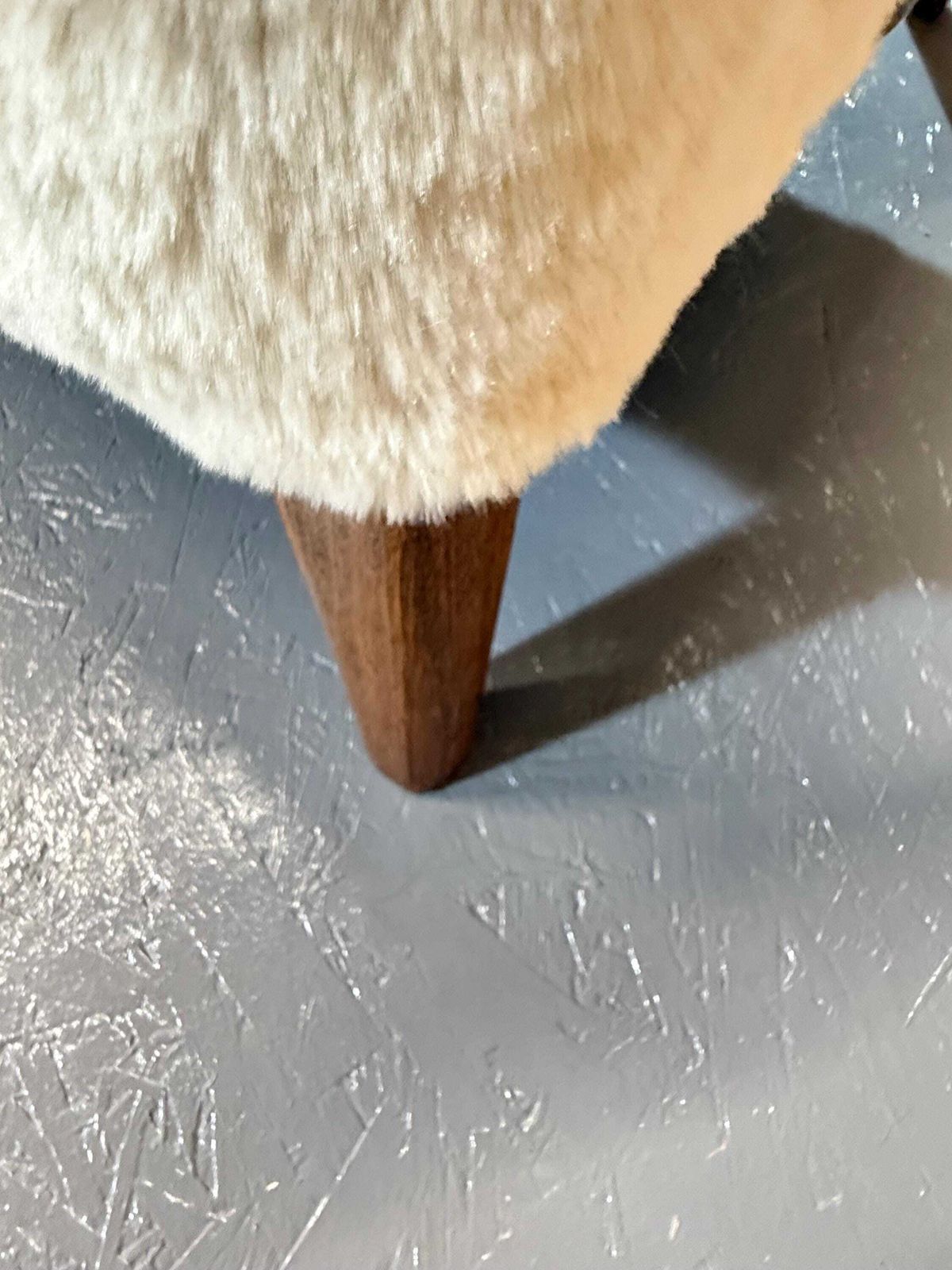 Art Deco 1940’s Swept Curved Arm Oak Armchair In Polar Fleece Nordic Fur Fabric. Has Been Fully Refurbished & Restored.. Stunning Item…. photo 645.0