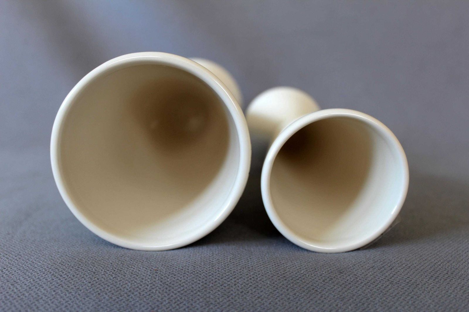 Set Of 2 Modernist Ceramic Off White Cone Vase, Candle Holder, Royal Boch Belgium, Designer Emmanuel Gardin, Model Slender, Double Sided photo buy