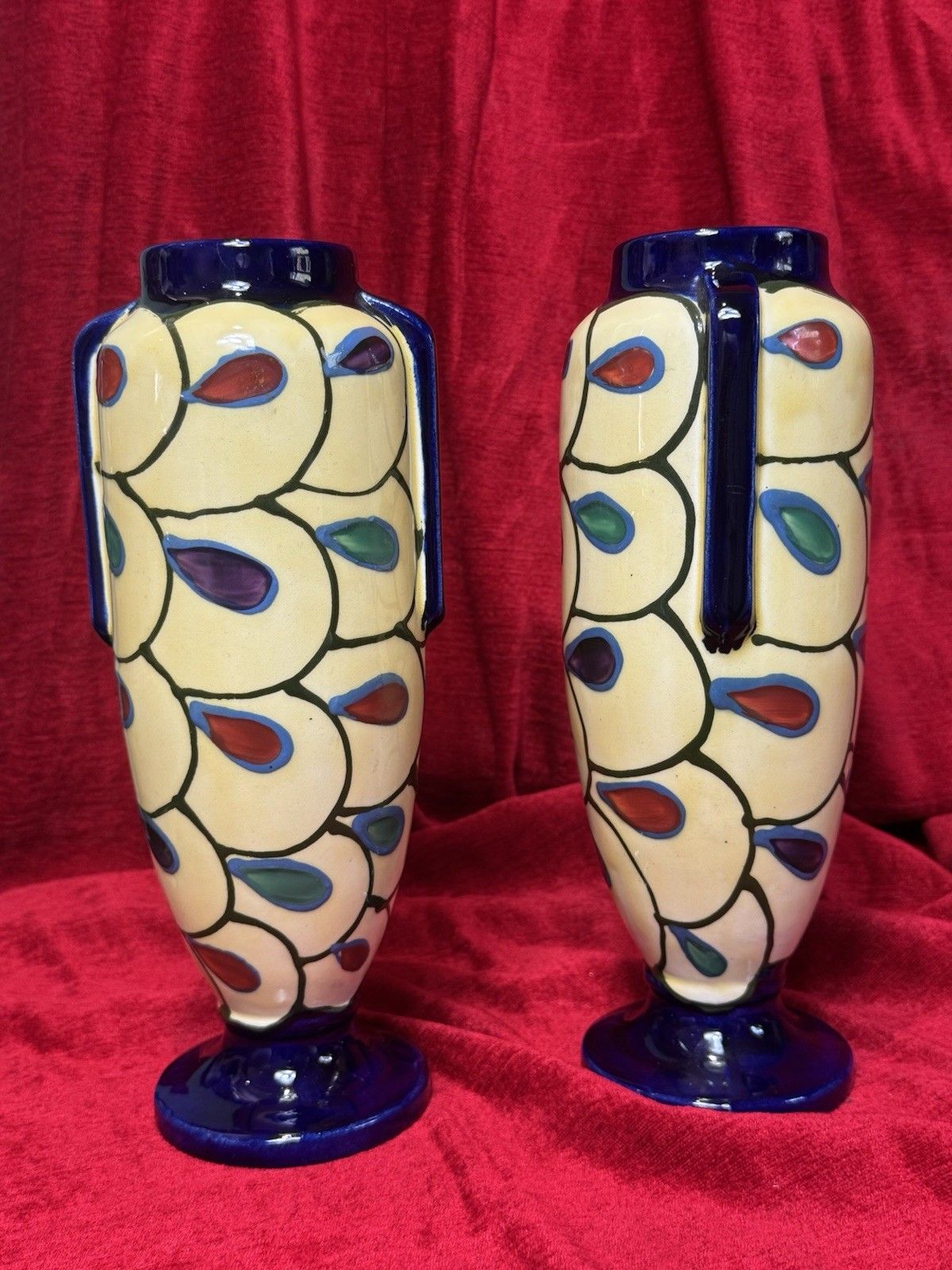 Home Decor Pair Of Art Deco Ditmar Urbach Czechoslovakian Art Pottery Vases photo