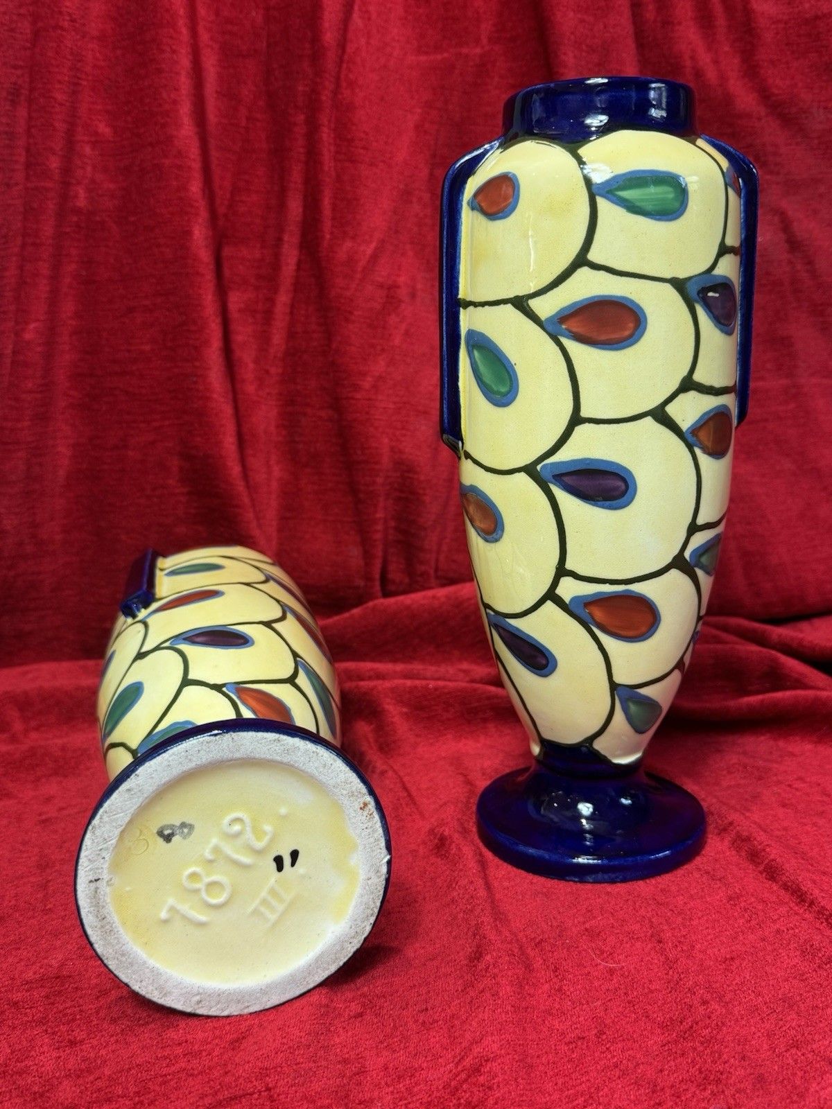 photo buy Pair Of Art Deco Ditmar Urbach Czechoslovakian Art Pottery Vases