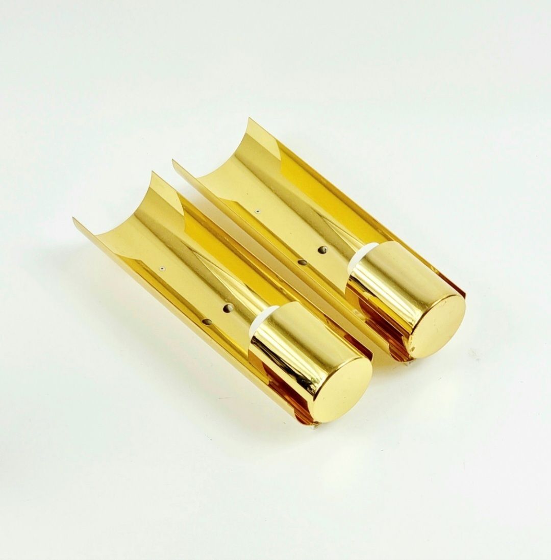 Pair Of Brass And Opaline Glass Wall Lights From Limburg, Germany, 1970s photo buy
