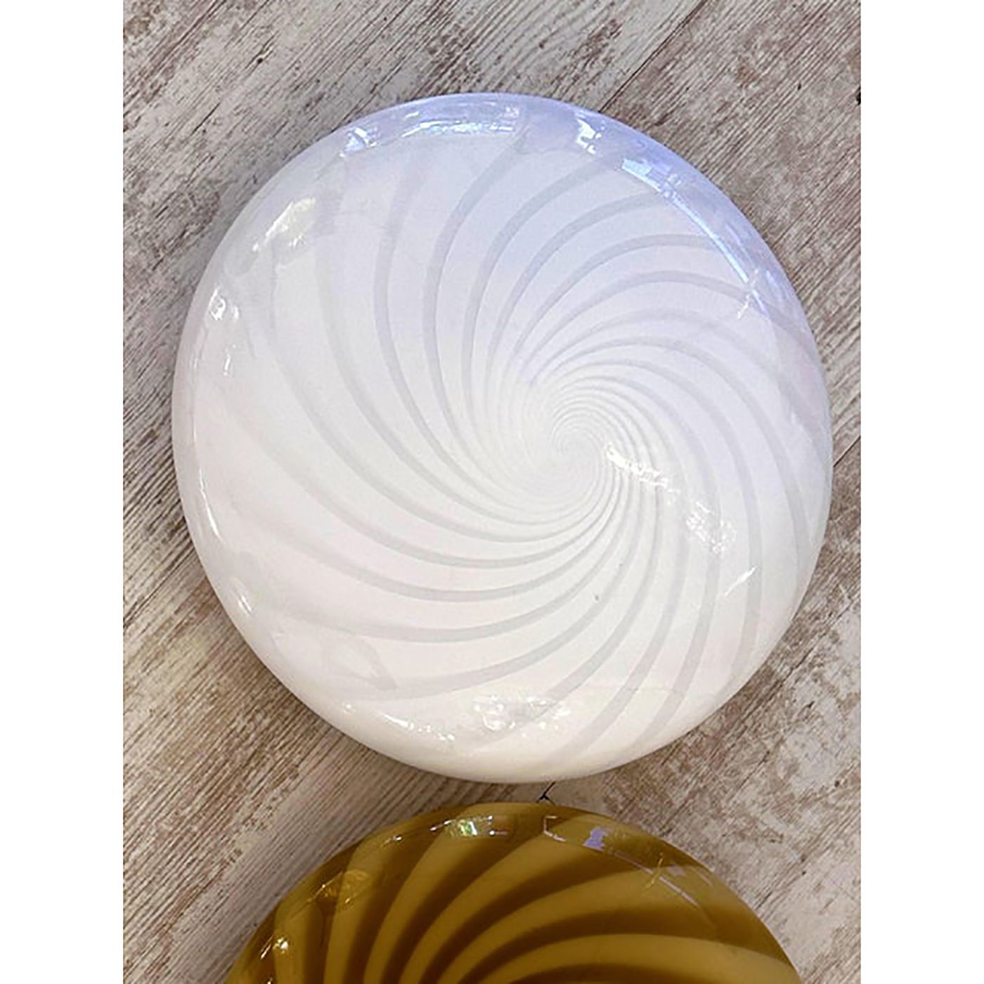 Contemporary Italian Milky White Swirls Murano Glass Flush Mount Or Wall Sconce photo furniture