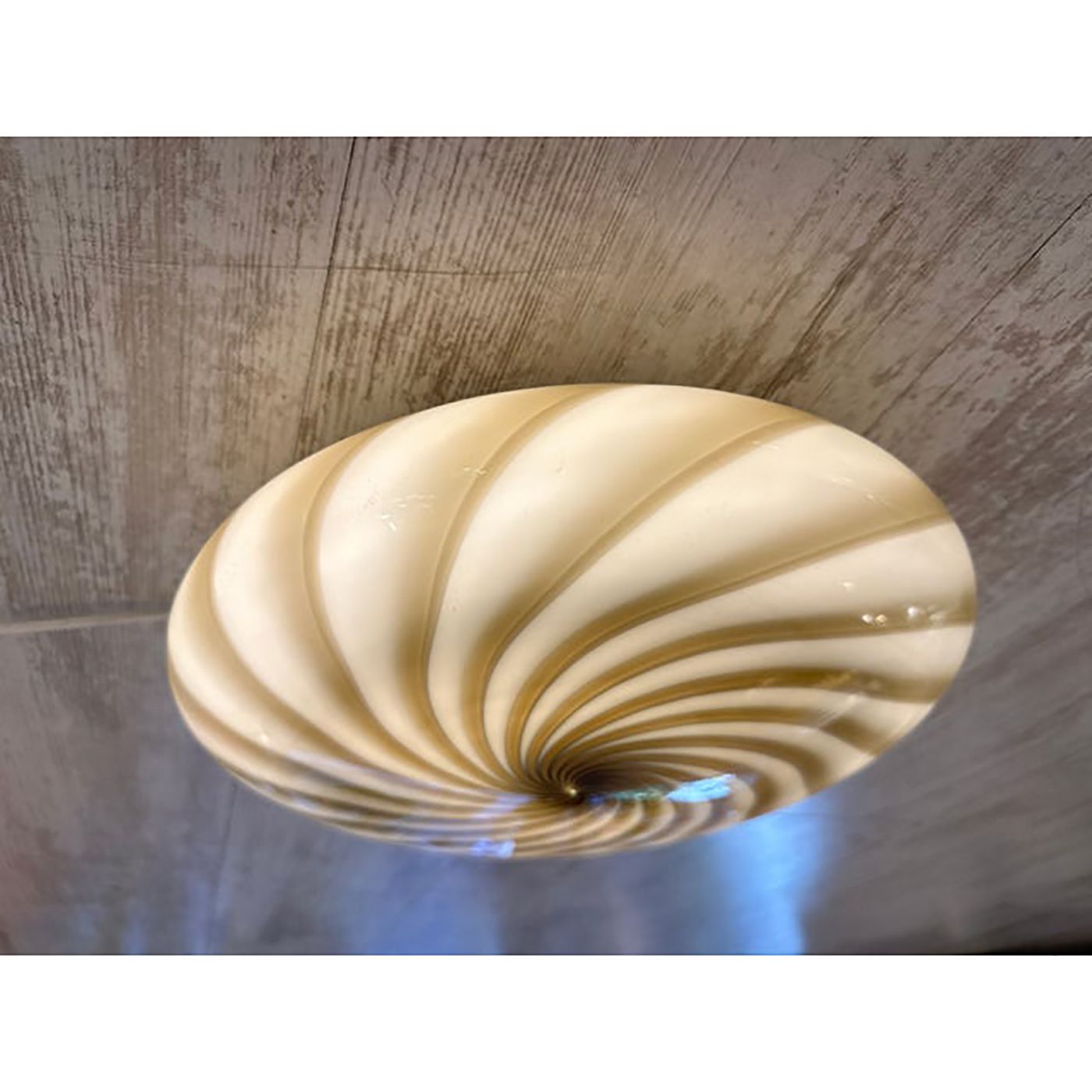 Contemporary Italian Milky White And Brown Swirls Murano Glass Flush Mount Or Wall Sconce photo furniture