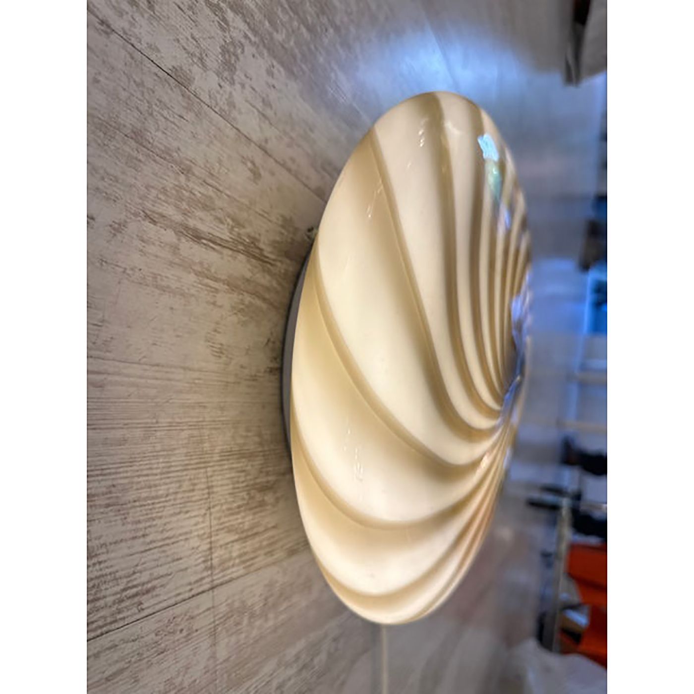 Contemporary Italian Milky White And Brown Swirls Murano Glass Flush Mount Or Wall Sconce photo Lighting