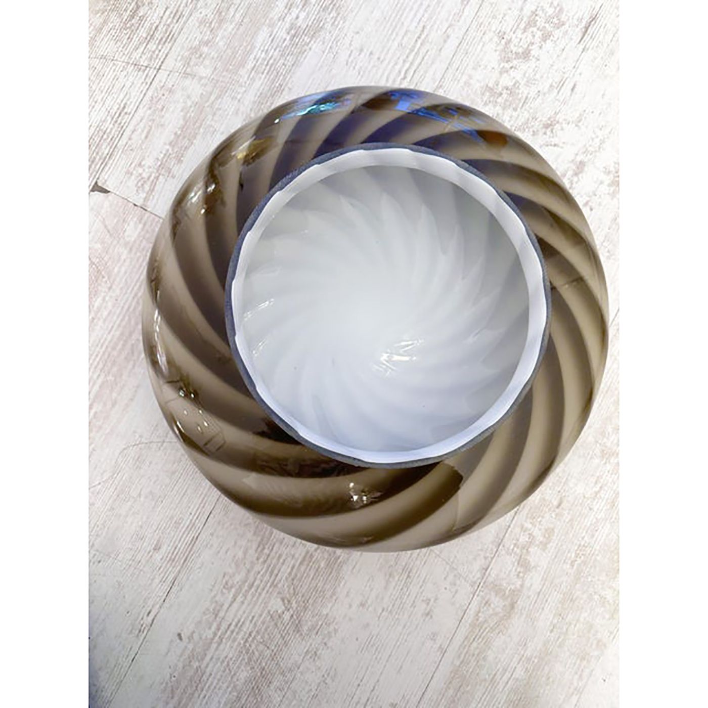 Contemporary Italian Milky White And Brown Swirls Murano Glass Flush Mount Or Wall Sconce photo vinterior
