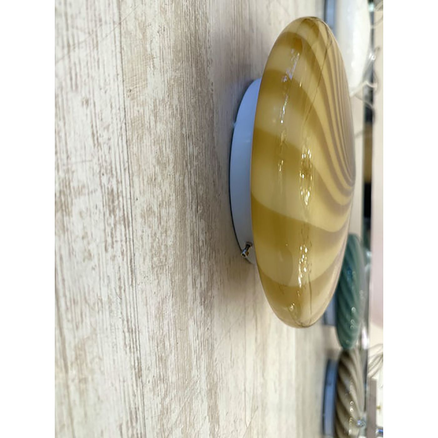 Italian Milky White And Green Swirls Murano Glass Flush Mount Or Wall Sconce photo 3200.0