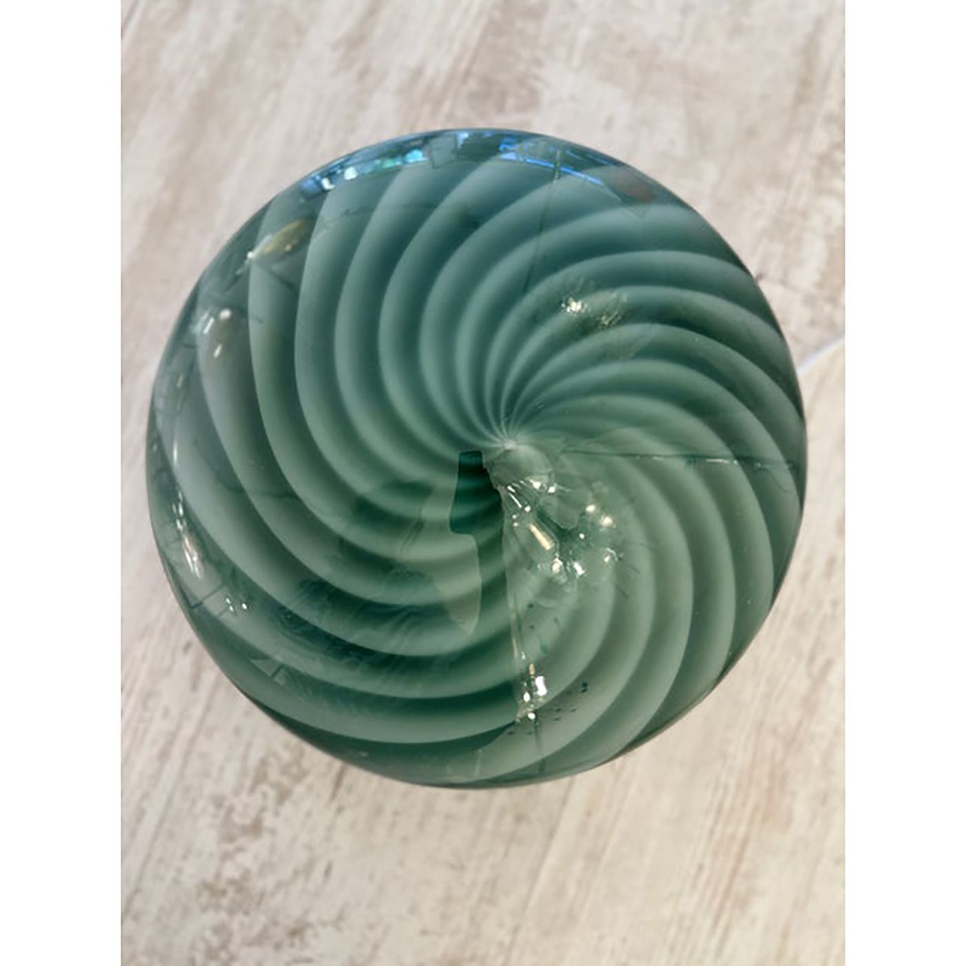 Italian Milky White And Green Swirls Murano Glass Flush Mount Or Wall Sconce photo vinterior