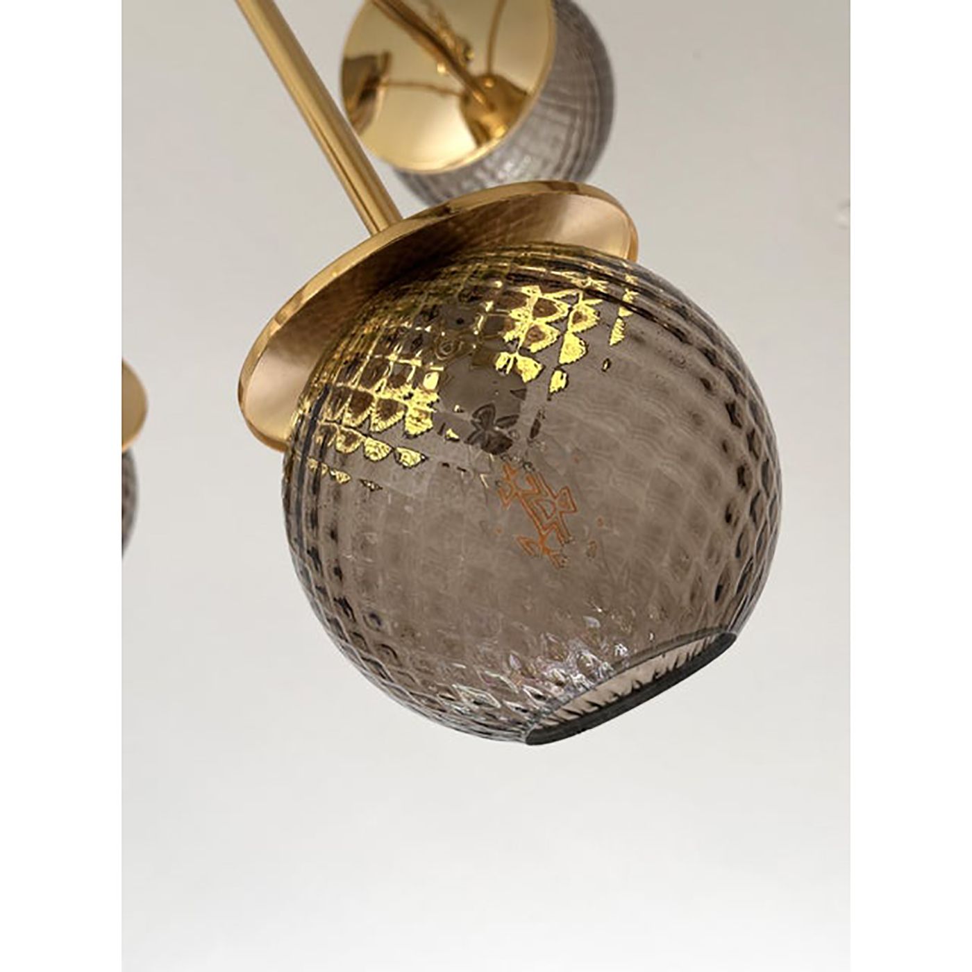 Contemporary Italian Gold Chandelier Sputnik In Style Murano Glass Smoked "Balloton" photo buy