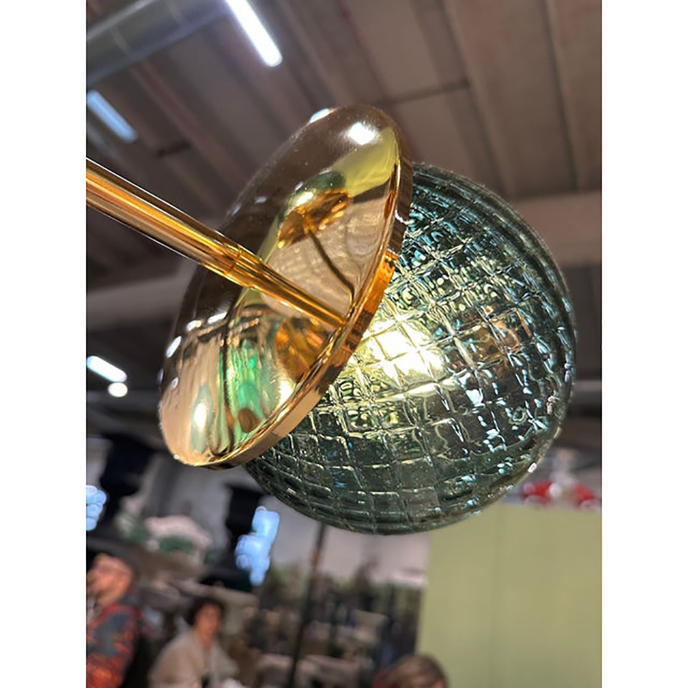 Italian Gold Chandelier Sputnik In Murano Glass Style Green "Balloton" photo for sale