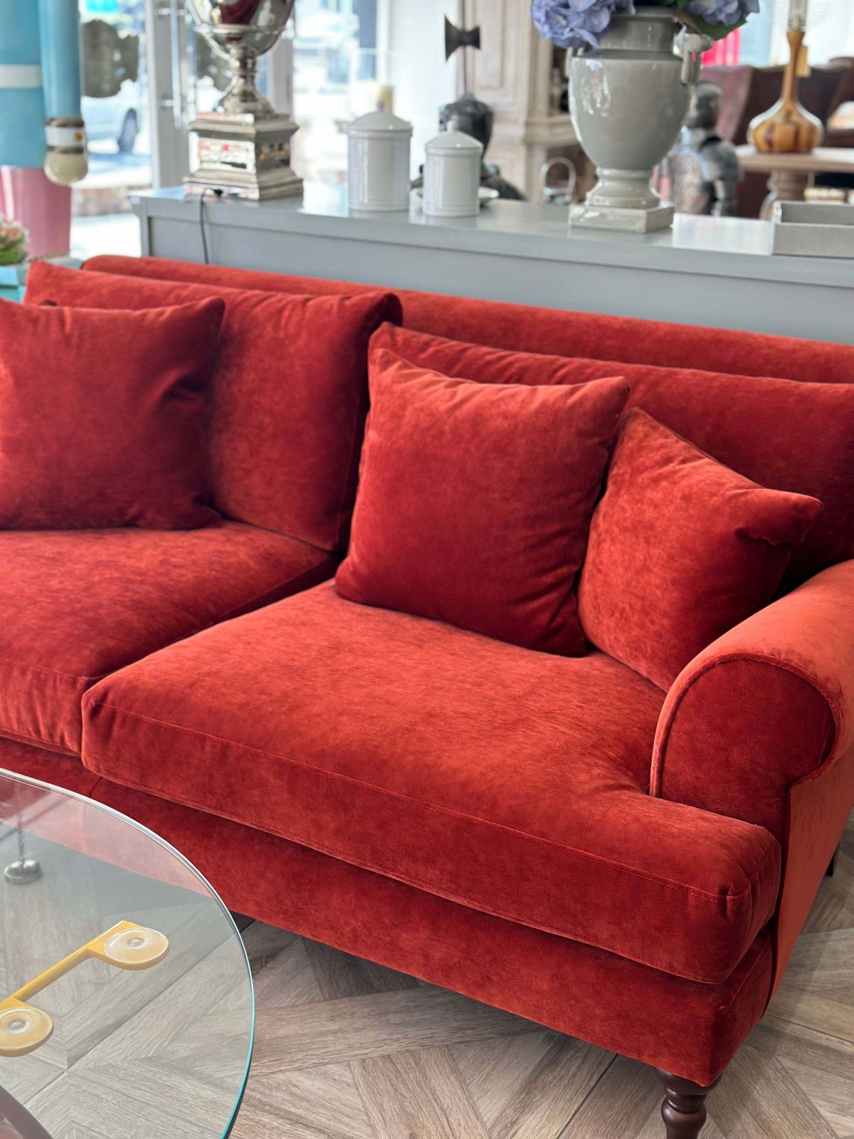 Burnt Orange Hartington Three Seater Velvet Sofa photo furniture