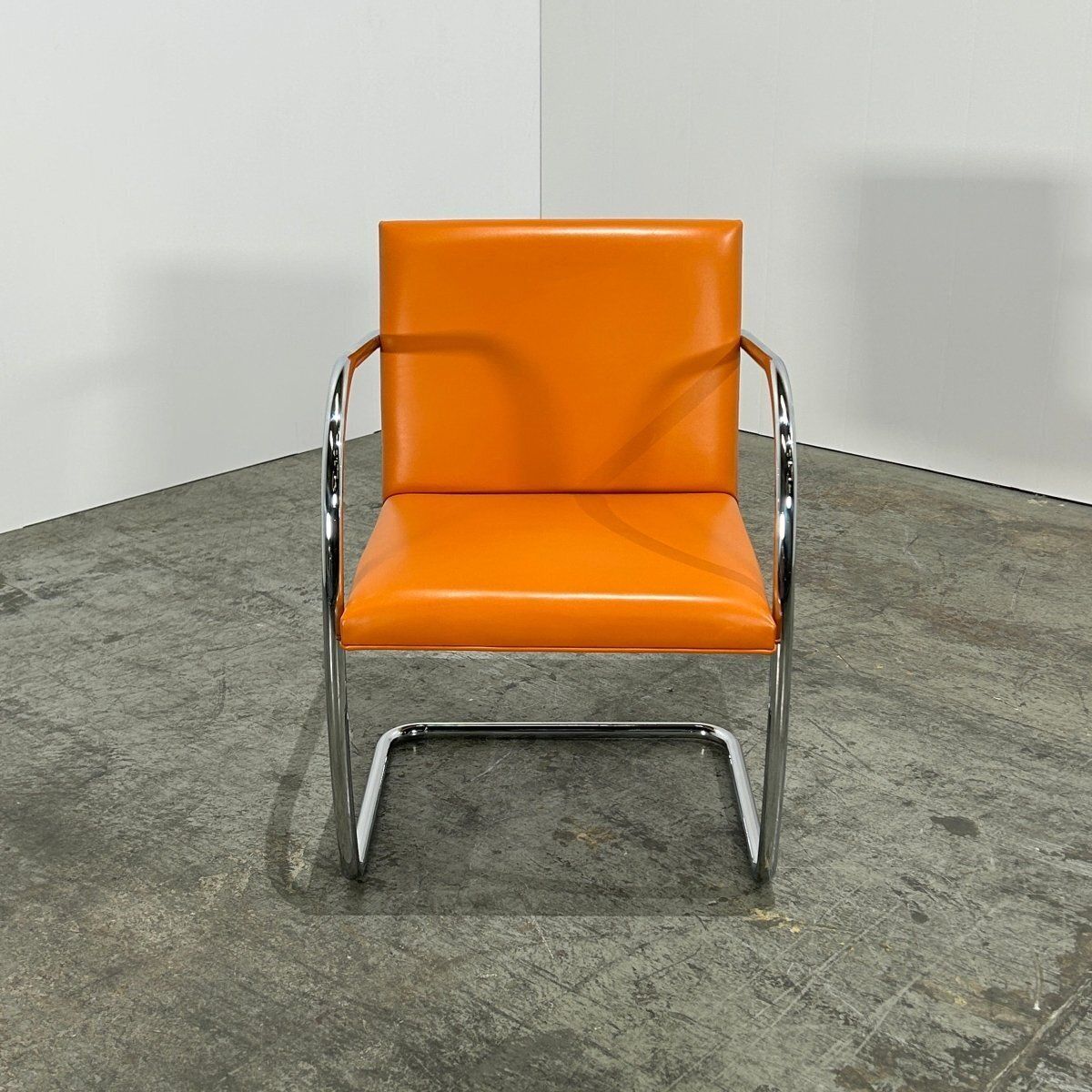 Knoll Brno Tubular Tan Orange Leather Chair By Ludwig Mies Van Der Rohe, Set Of Six photo Furniture
