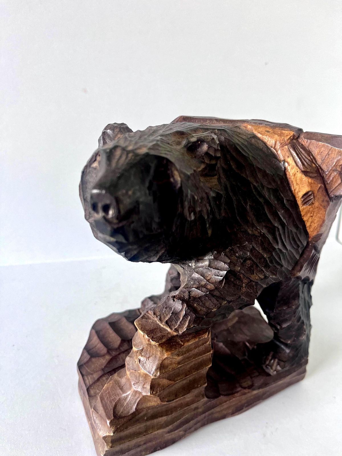 Vintage Hand Carved Wooden Bear Figurine. Large Japanese Ainu Bear, Antique Hand Carved Wooden Bear From Japan, Japanese Folk Art photo vintage
