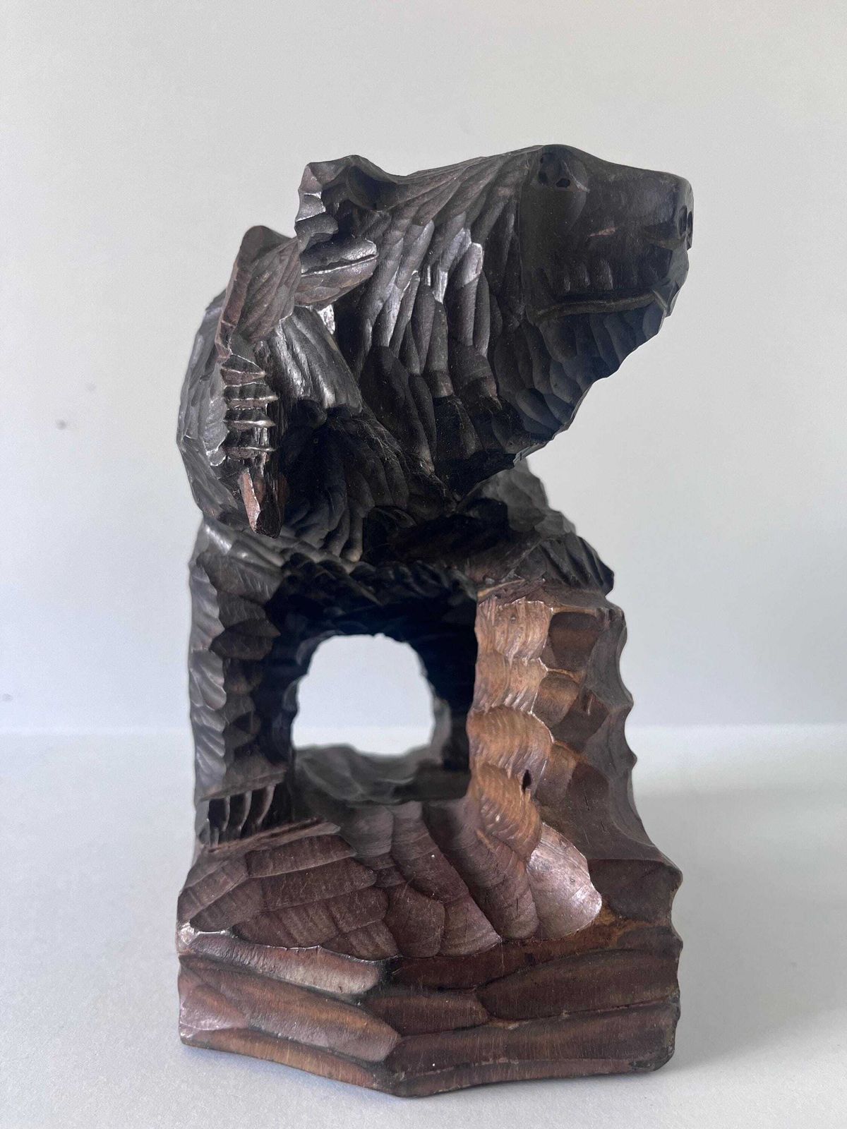 photo furniture Vintage Hand Carved Wooden Bear Figurine. Large Japanese Ainu Bear, Antique Hand Carved Wooden Bear From Japan, Japanese Folk Art