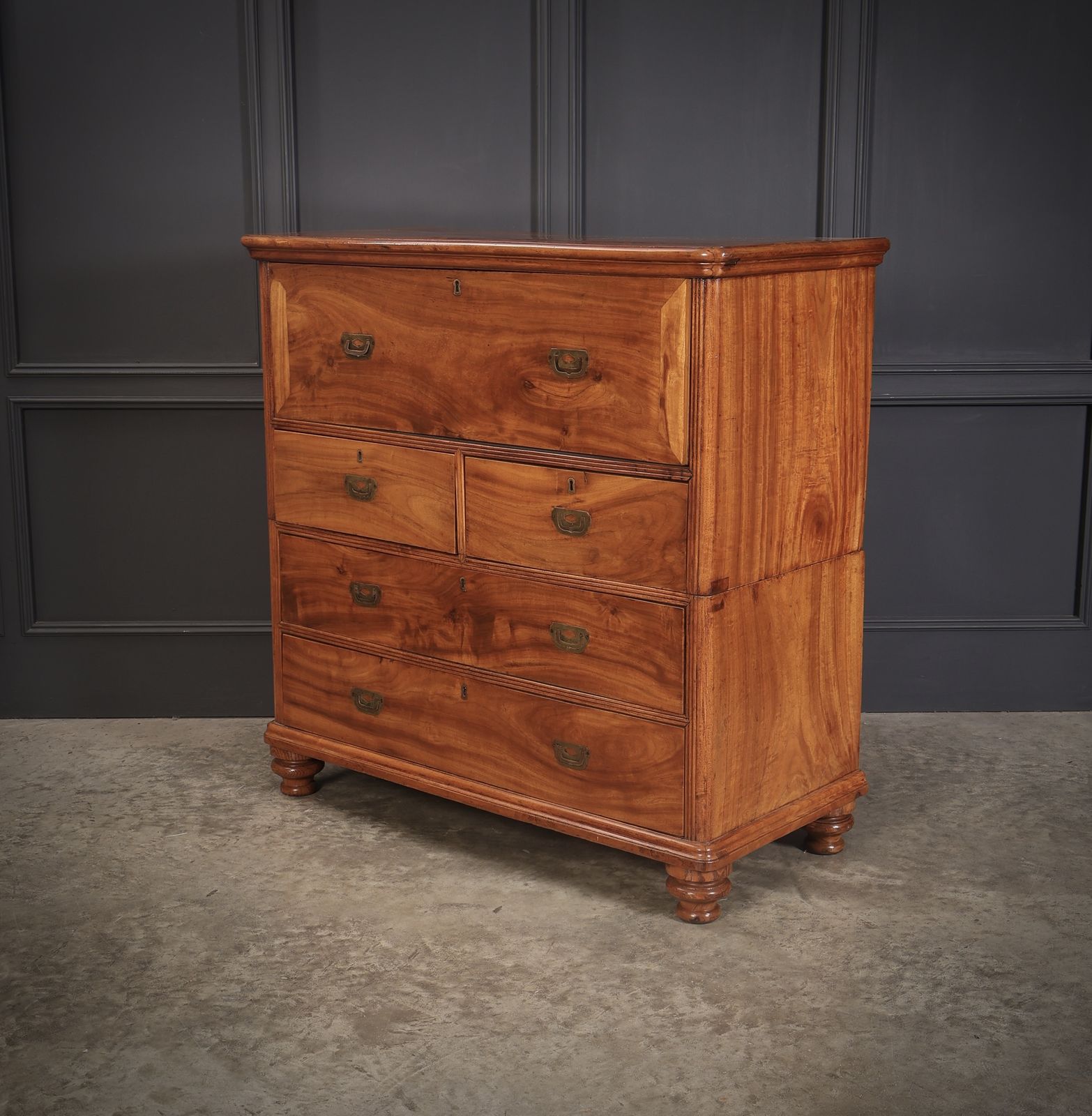 Camphor Wood Military Campaign Secretaire Chest