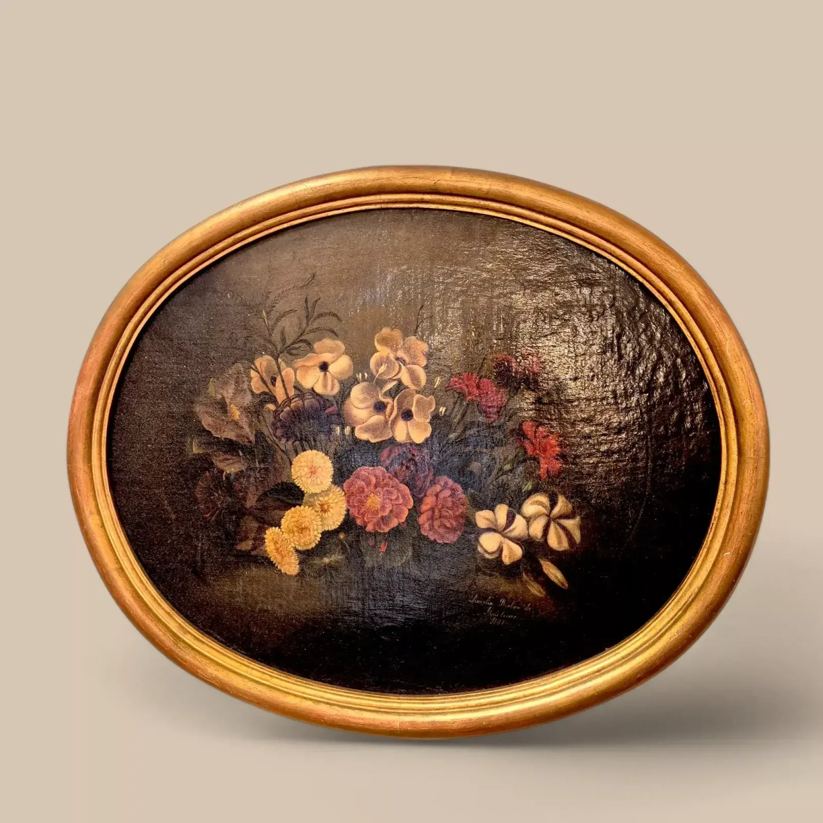 Still Life With Flowers, Signed Aurelia Riolso De Mortimer, Oil On Canvas, 1887 photo buy