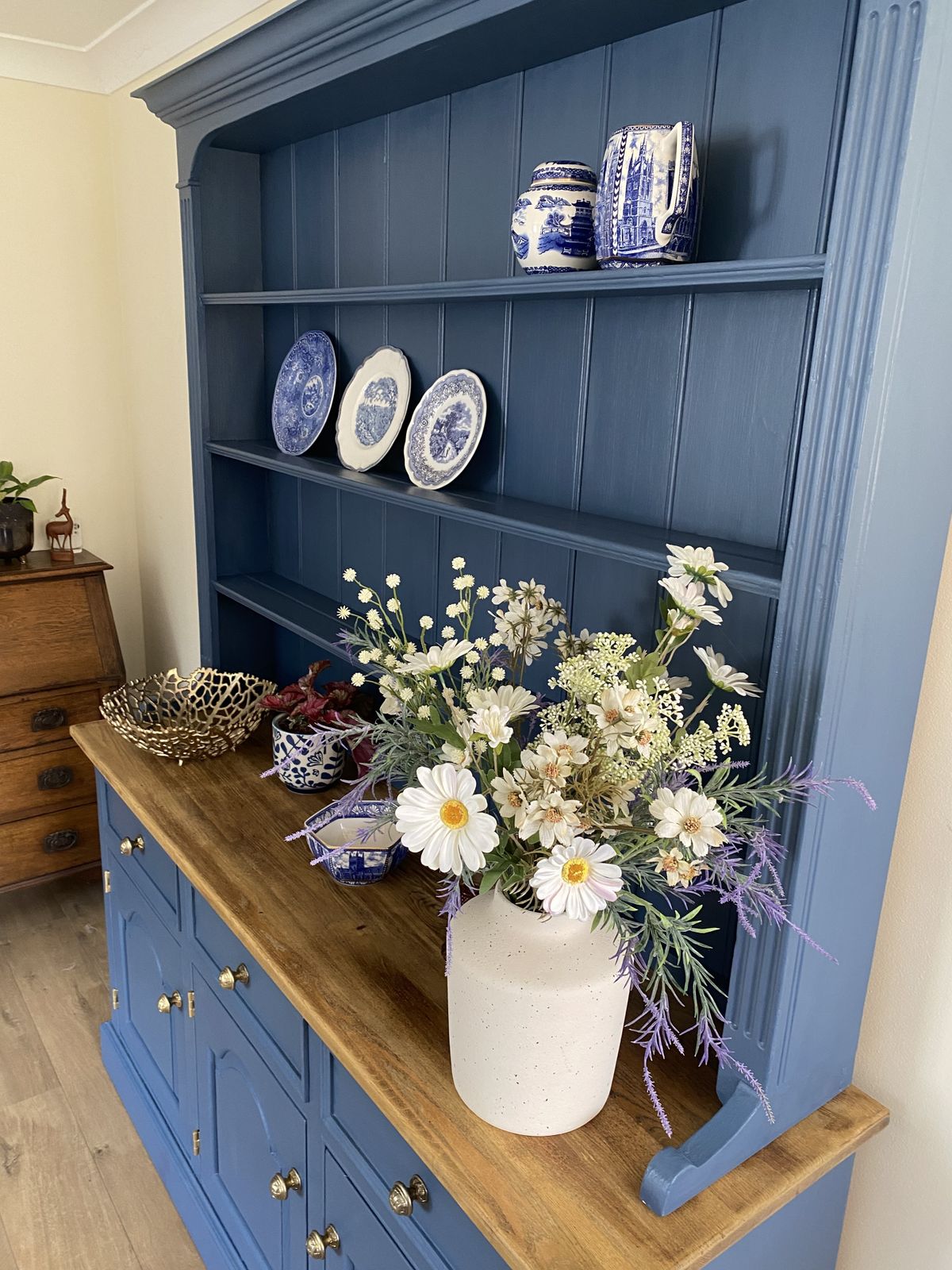 Rustic Farmhouse Dresser, Blue Welsh Dresser, Old Pine Dresser photo vinterior