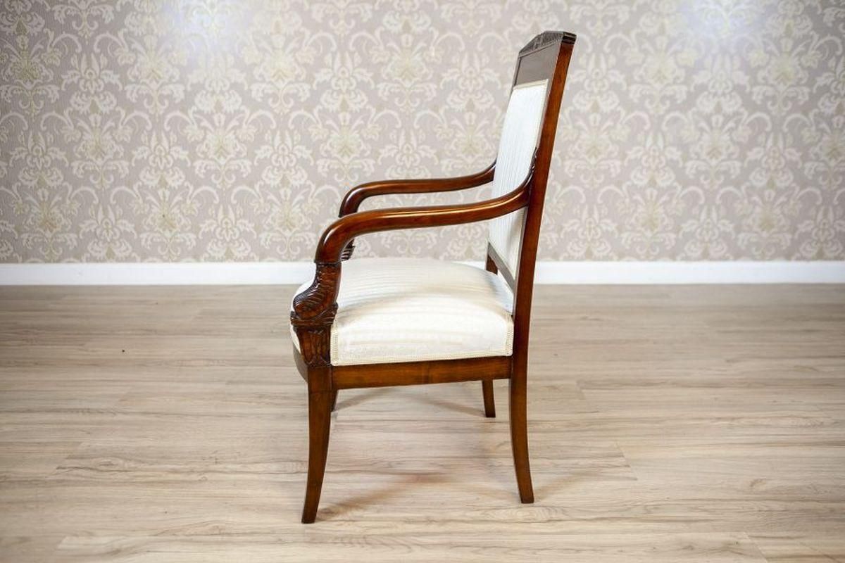 19th Century Biedermeier Mahogany Armchair In Light Upholstery, 1890s photo furniture