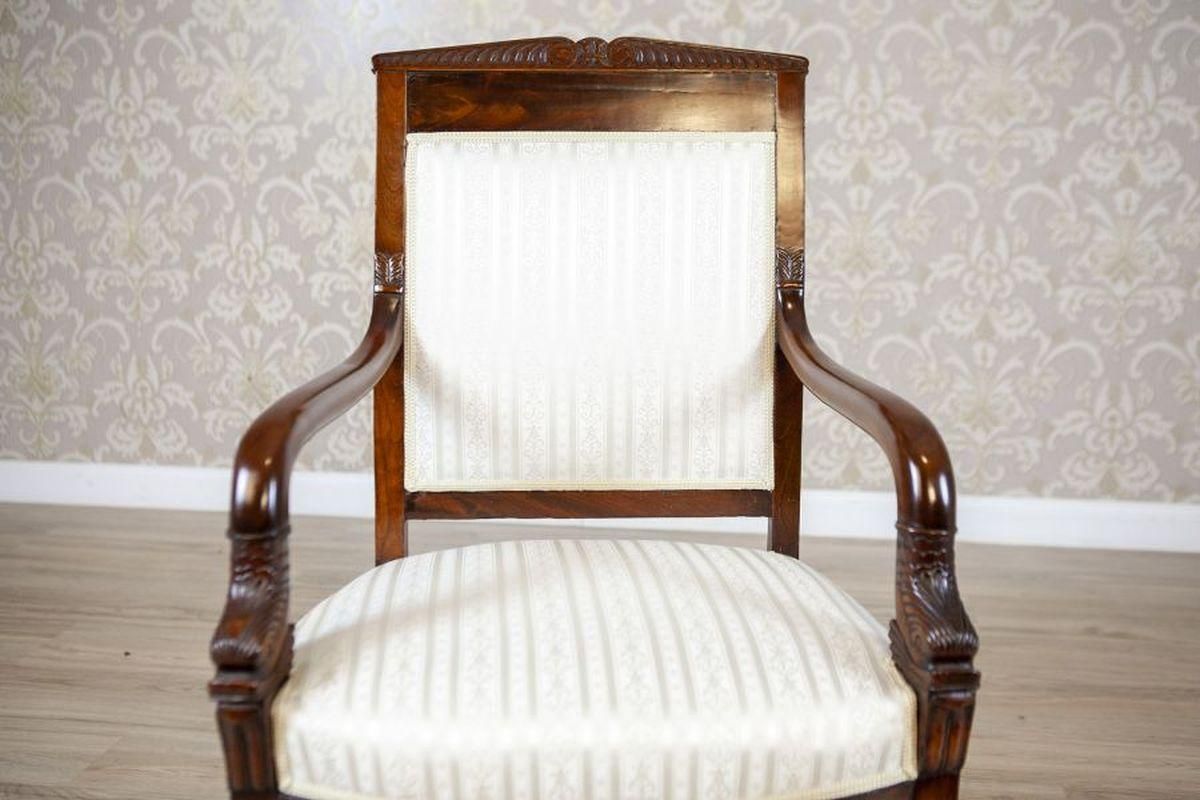 19th Century Biedermeier Mahogany Armchair In Light Upholstery, 1890s photo vinterior