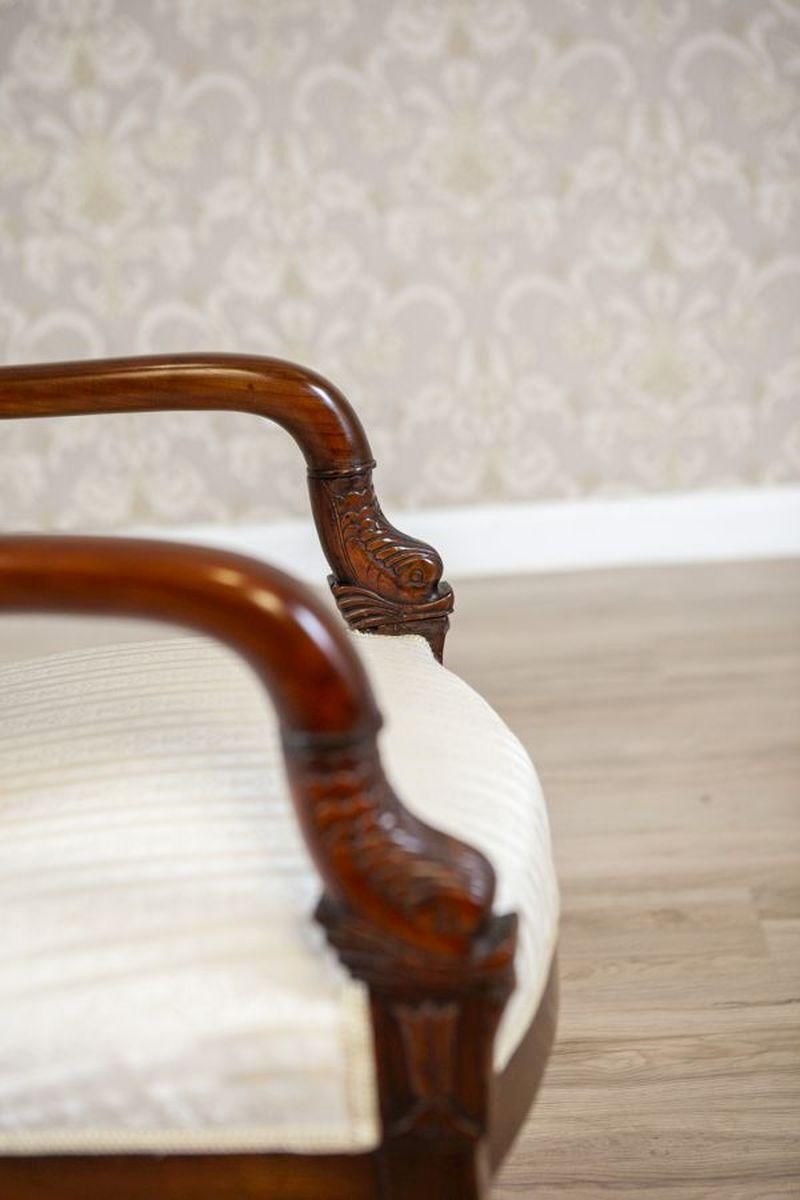 photo buy 19th Century Biedermeier Mahogany Armchair In Light Upholstery, 1890s