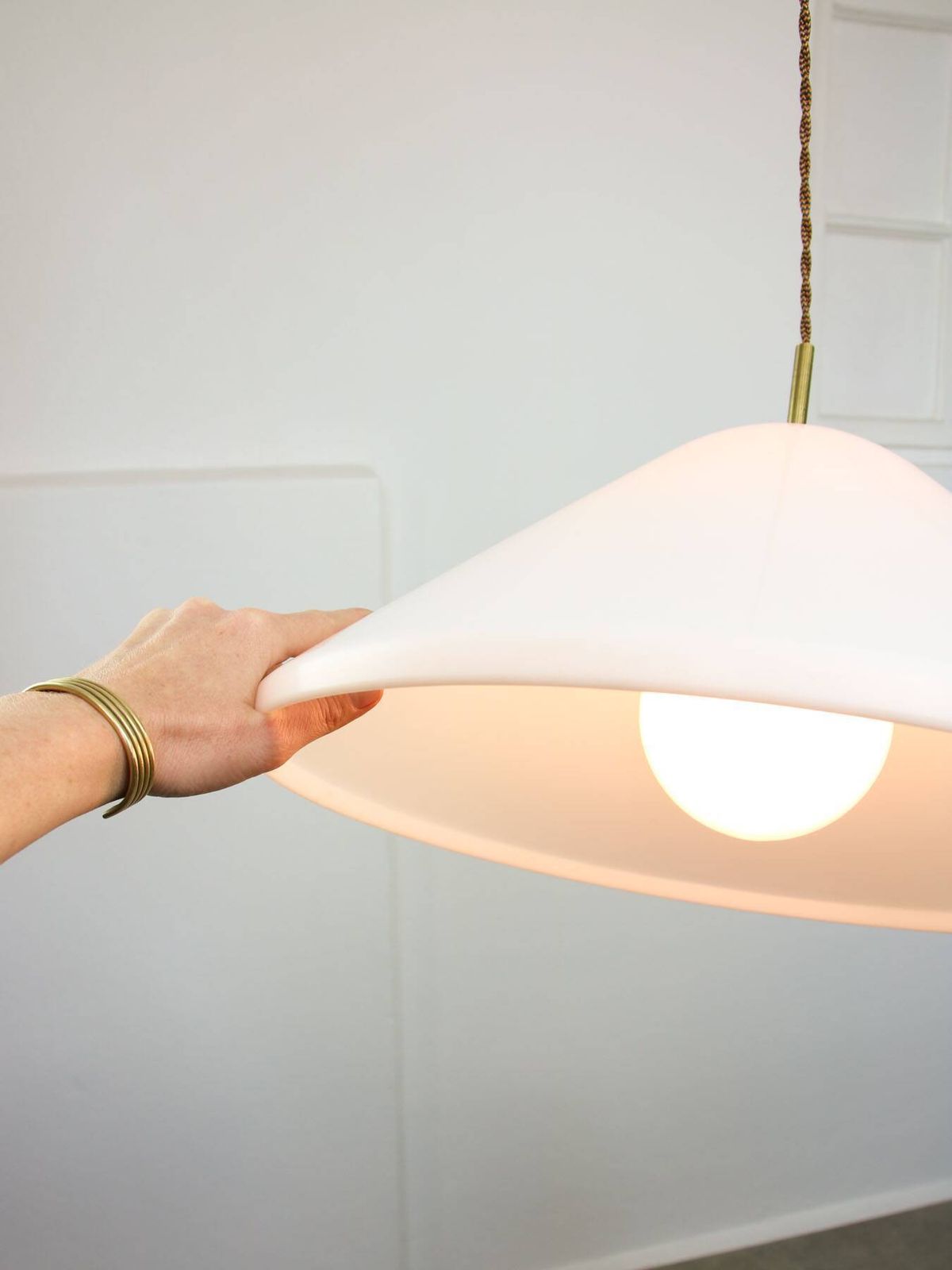 Elpis Pendant By Luigi Massoni For Guzzini In Plexiglass & Brass, 1970s photo buy