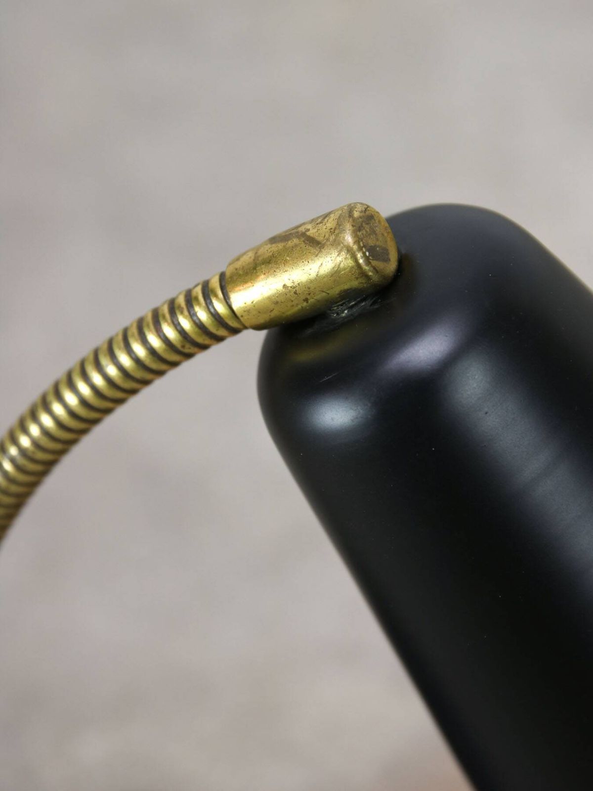 Mid Century Italian Mini Gooseneck Table Lamp In Black And Brass photo Lighting