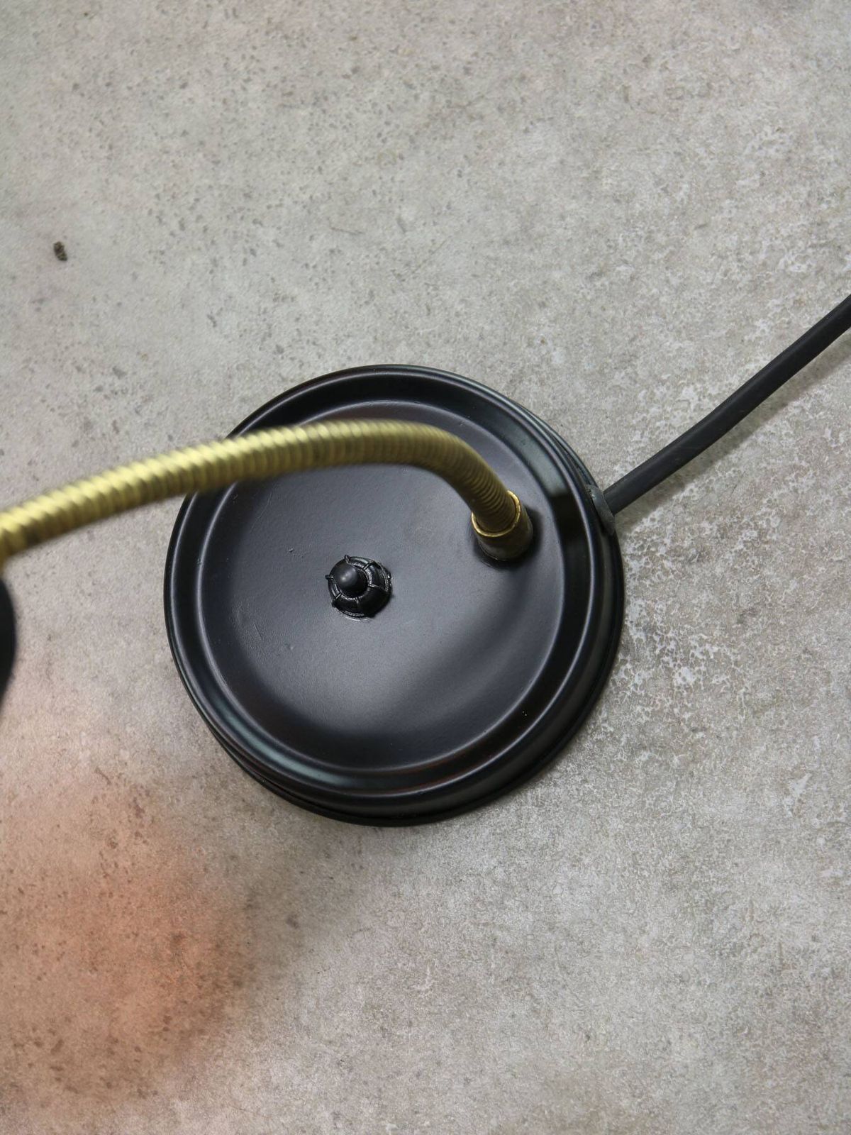 photo for sale Mid Century Italian Mini Gooseneck Table Lamp In Black And Brass