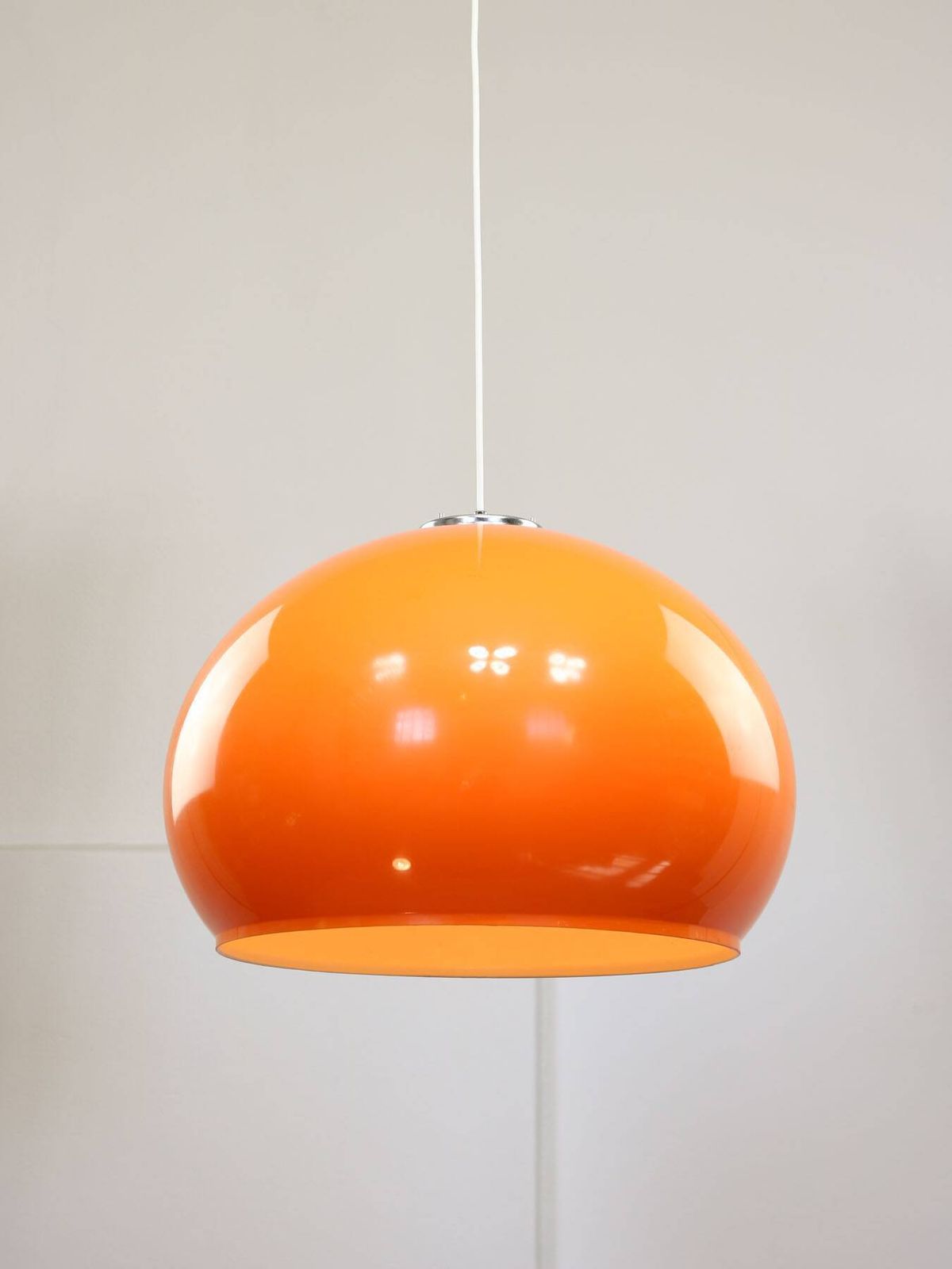 Giant Orange Space Age Pendant Light By Guzzini, 1970s photo for sale