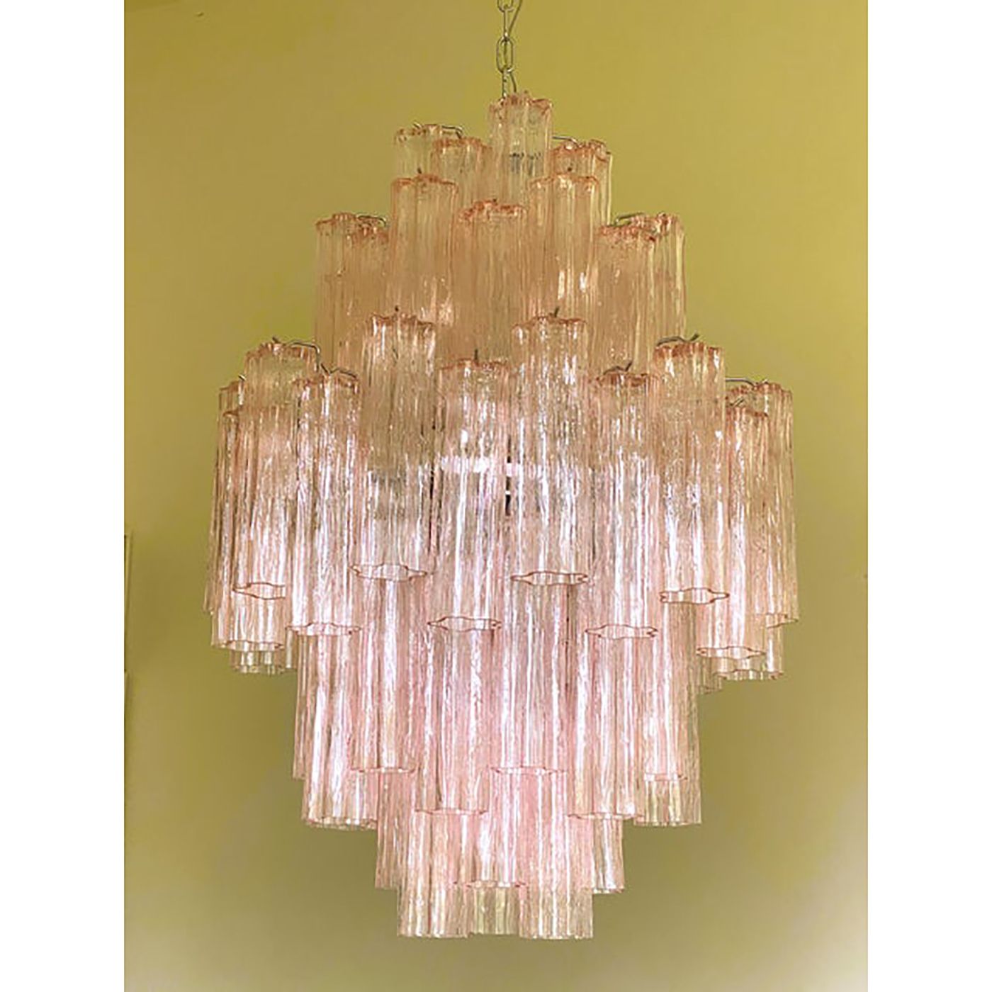 Contemporary Pink "Tronchi" Murano Glass Chandelier photo vintage