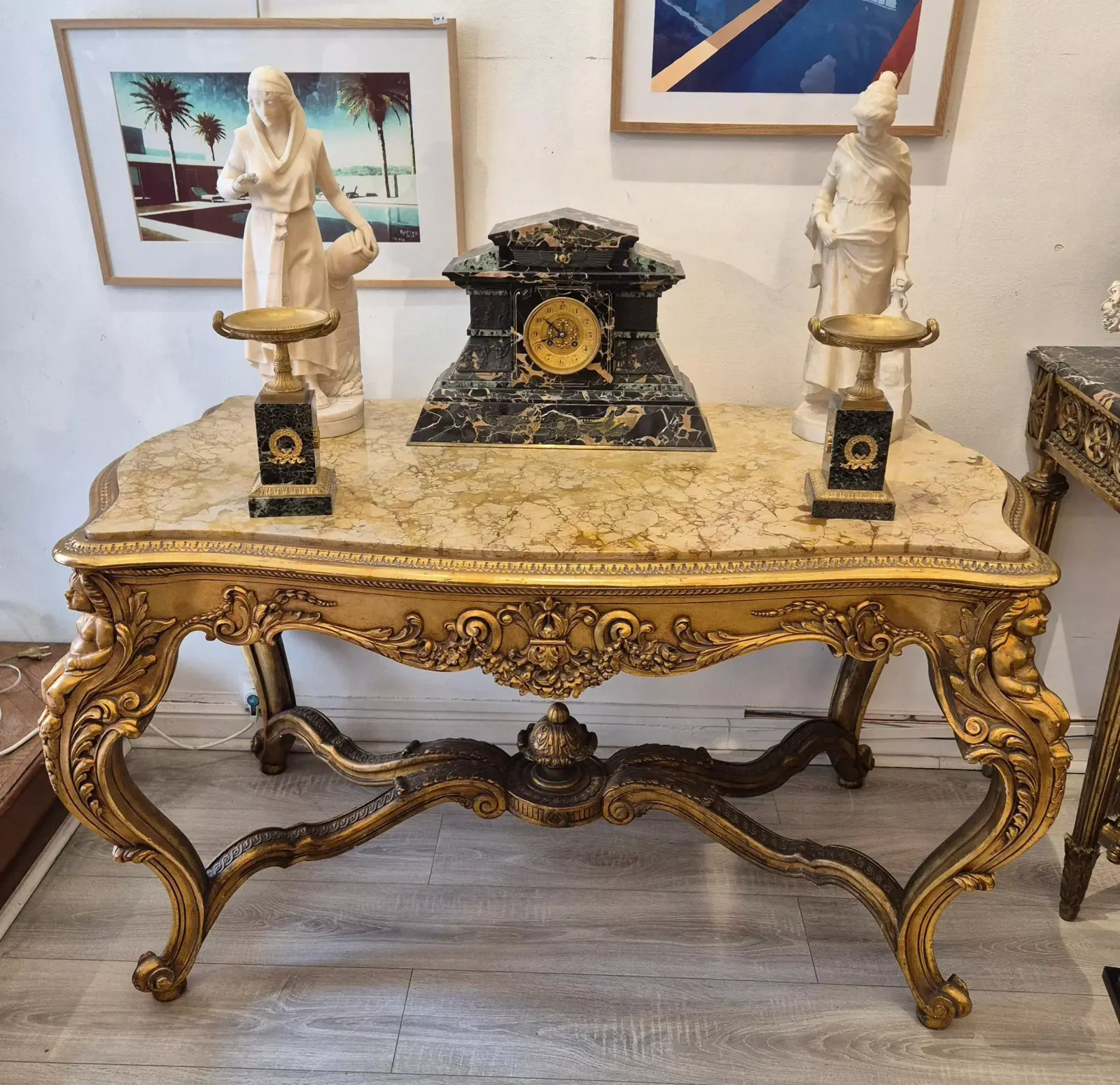 Louis XV Style Middle Table In Gilded Wood And Marble   19th Century photo 5650.0