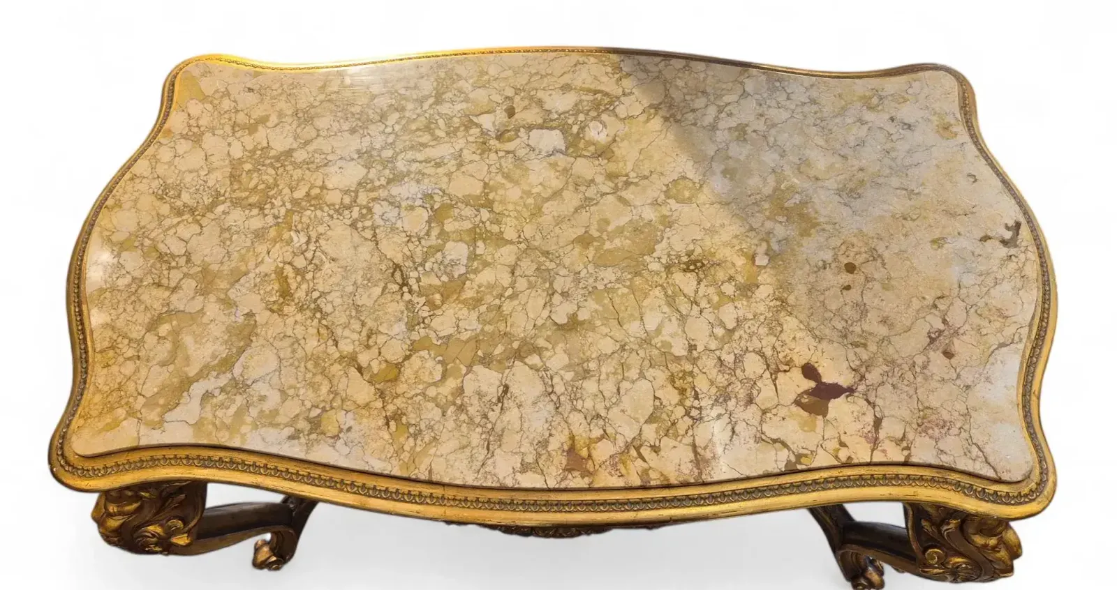 5650.0 Louis XV Style Middle Table In Gilded Wood And Marble   19th Century photo