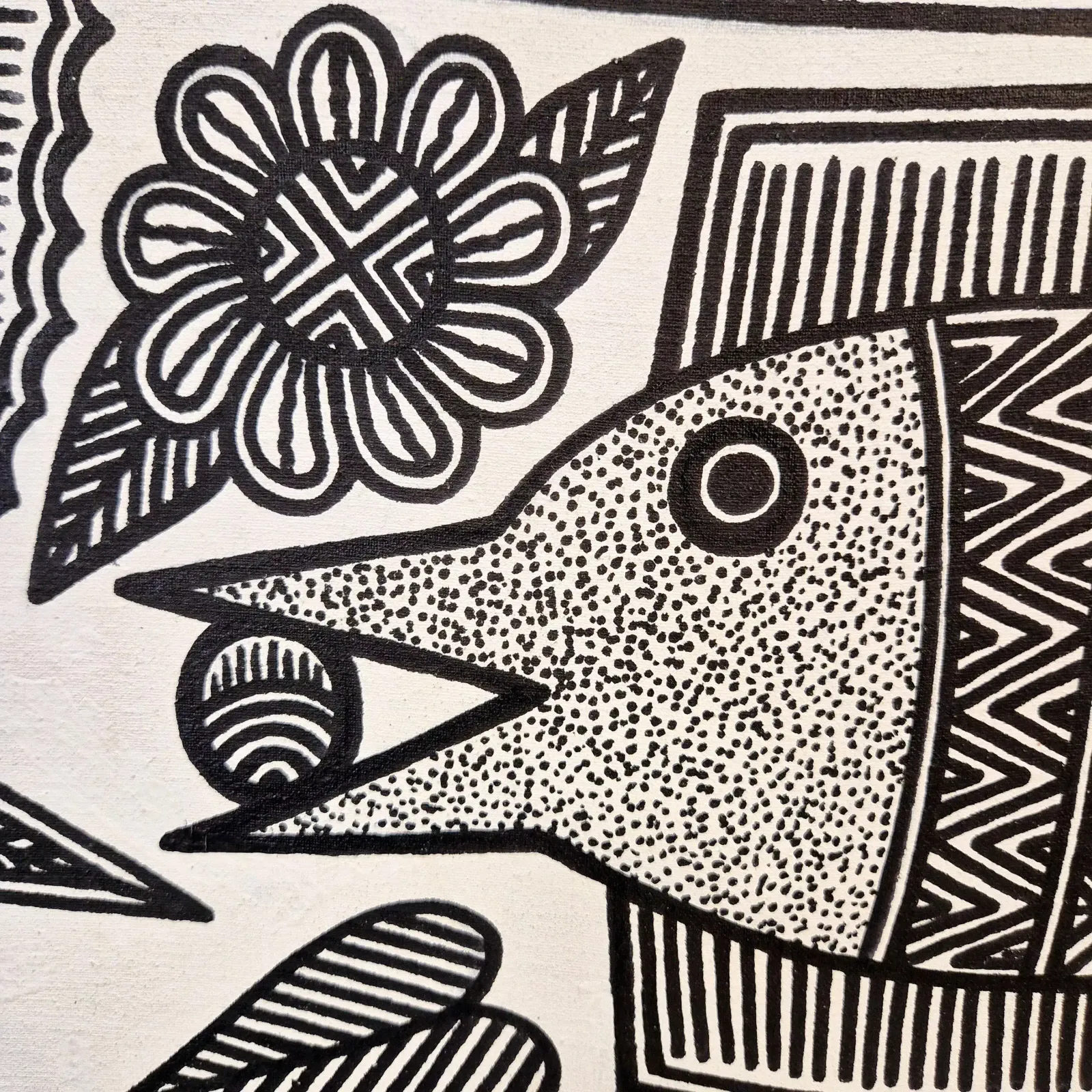 Fishes, John Kauage, Acrylic On Canvas, Papua New Guinea, 2013 photo vinterior