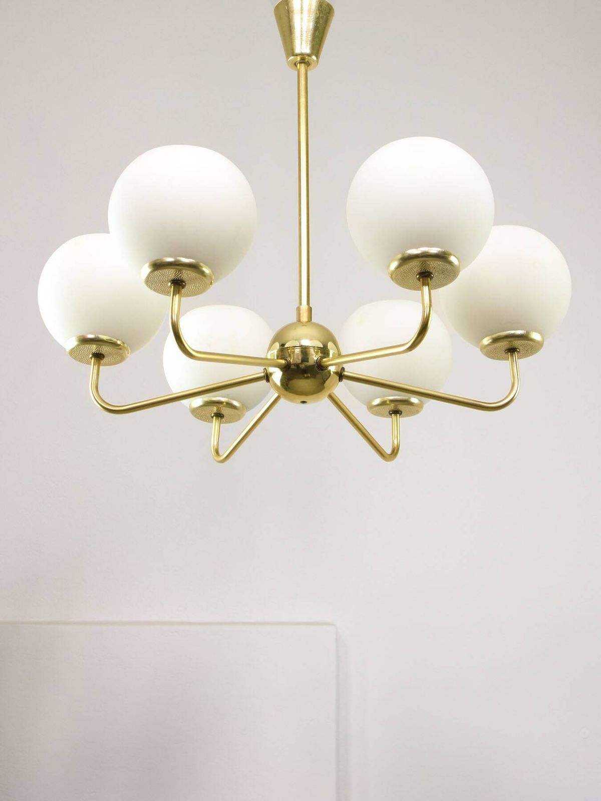 Mid Century Upward Sputnik Golden Chandelier, 60s photo furniture